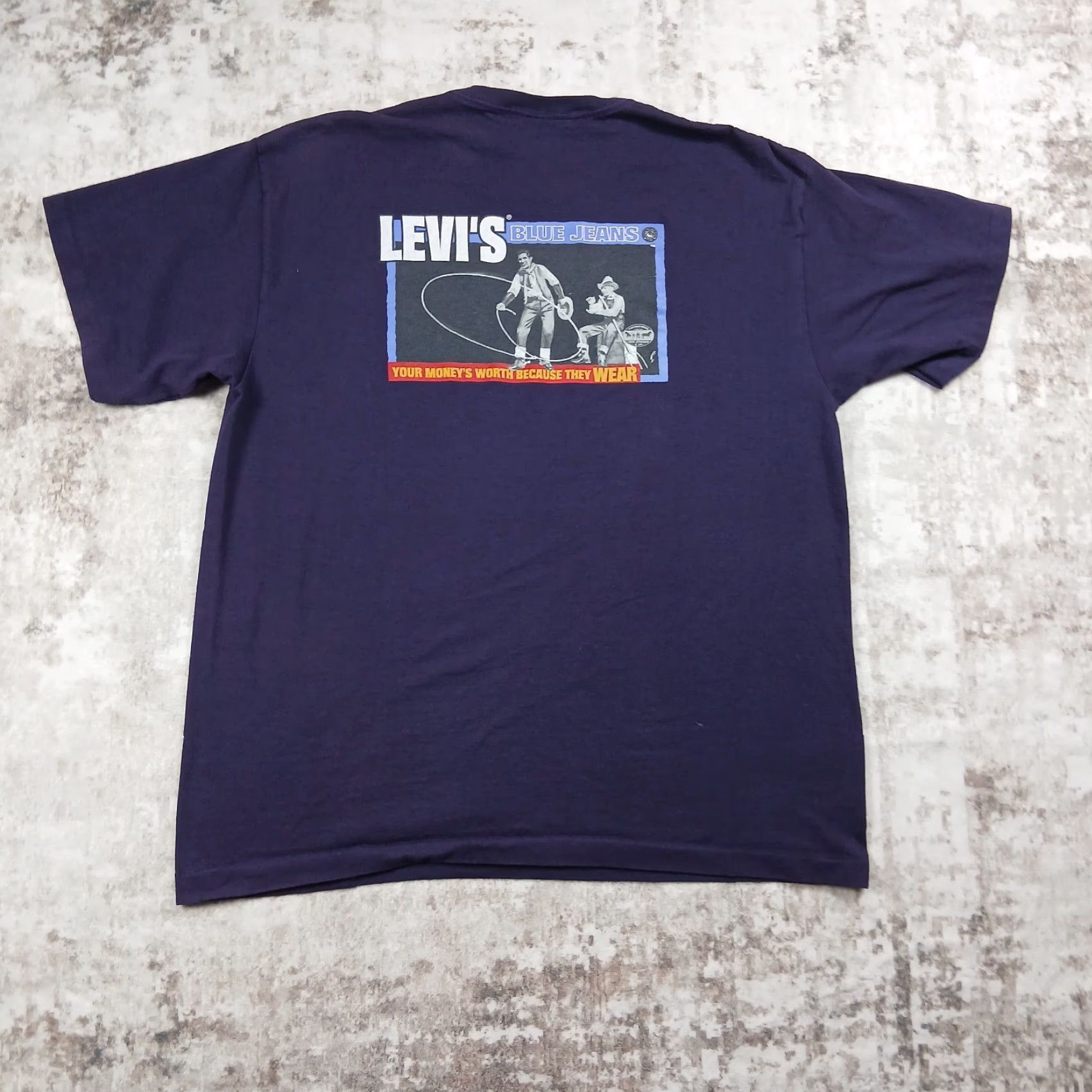 Levi's VINTAGE Levi's Shirt Mens Large Purple 90s Single Stitch T-Shirt USA 1990s Cotton Knit Short Sleeve Crew Neck Logo All Seasons Mens Size US L / EU 52-54 / 3 - 2 Thumbnail