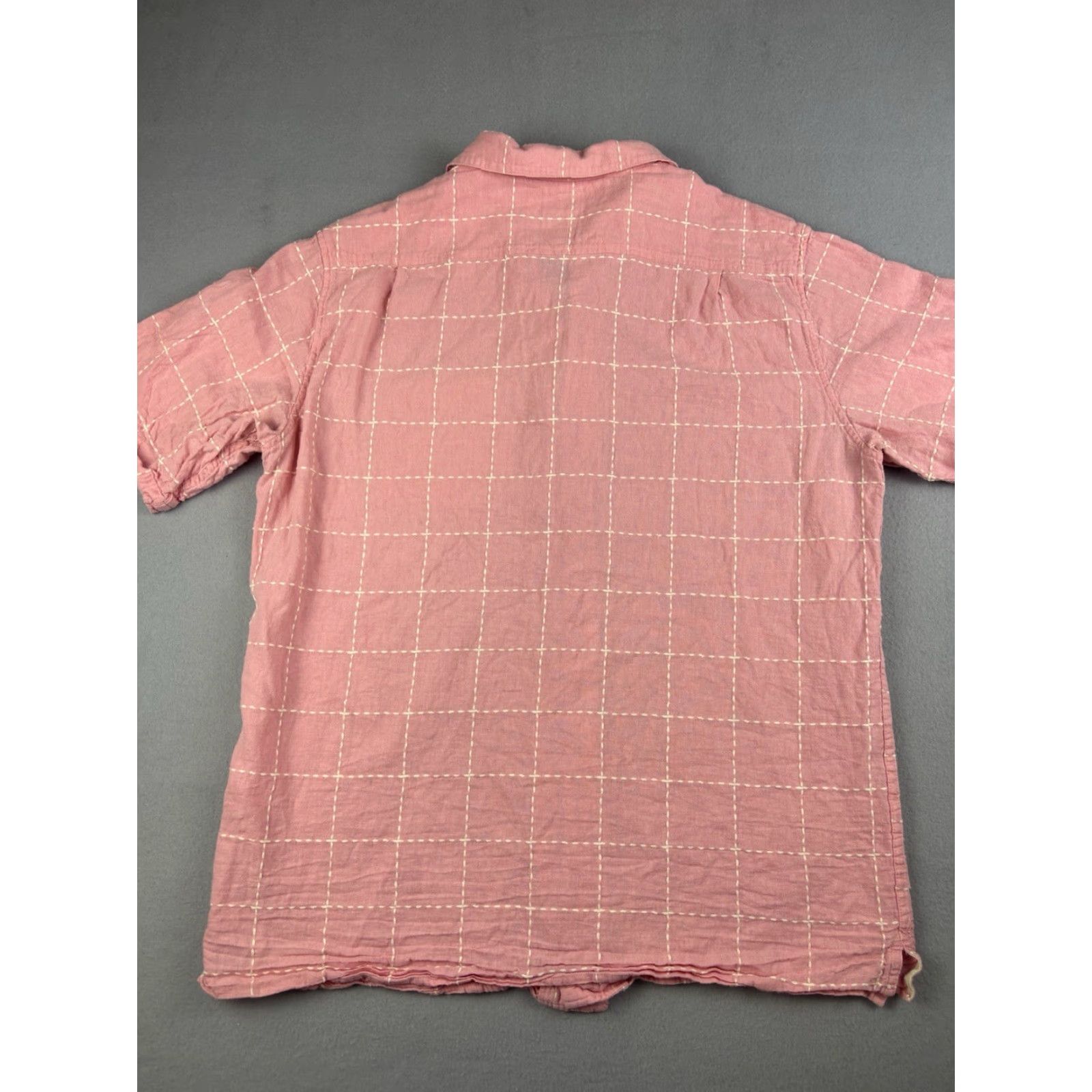 The Territory Ahead VINTAGE 80s Territory Ahead Shirt Men LT Pink Check Stitch Loop Collar Button-Up Short Sleeve Size US L / EU 52-54 / 3 - 4 Thumbnail