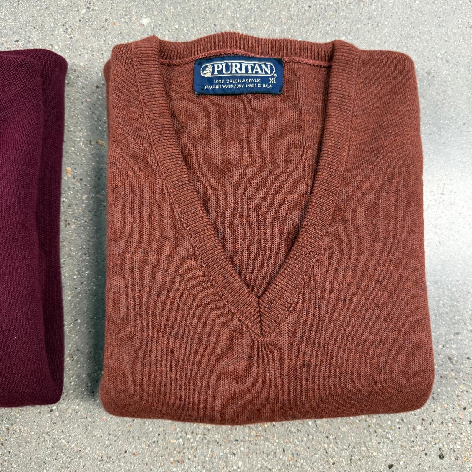 Puritan Lot of 2 Vtg 80s PURITAN Orion Acrylic V-Neck Sweaters XL Size US XL / EU 56 / 4 - 8 Thumbnail