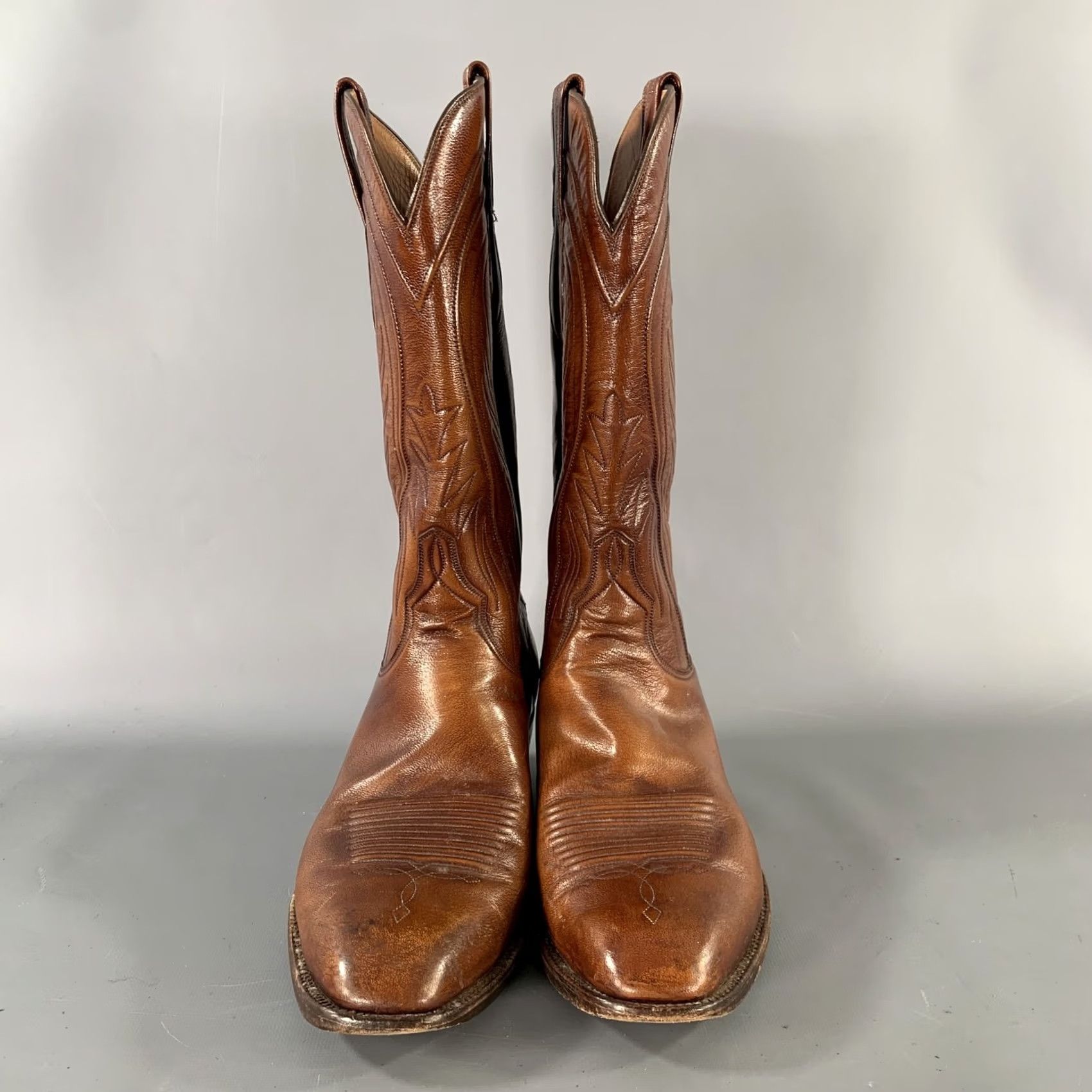 Vintage LUCCHESE Size 9 Brown Leather Pull On Boots Size US 9 / EU 42 - 4 Thumbnail