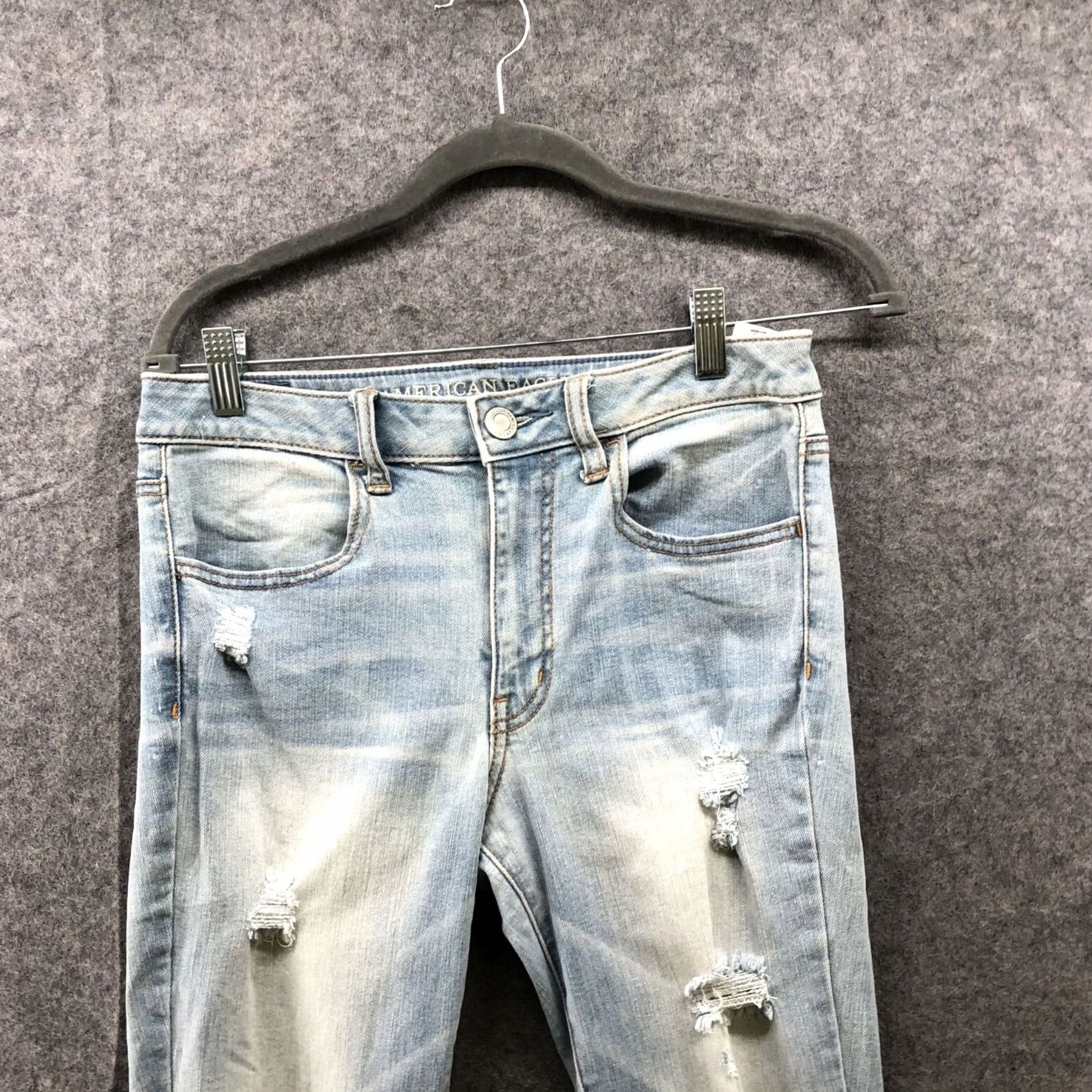 American Eagle Outfitters American Eagle Outfitters Hi-Rise Jegging Slim Womens Size 6 Distressed Light Wash Denim Blue Size 28" / US 6 / IT 42 - 3 Thumbnail