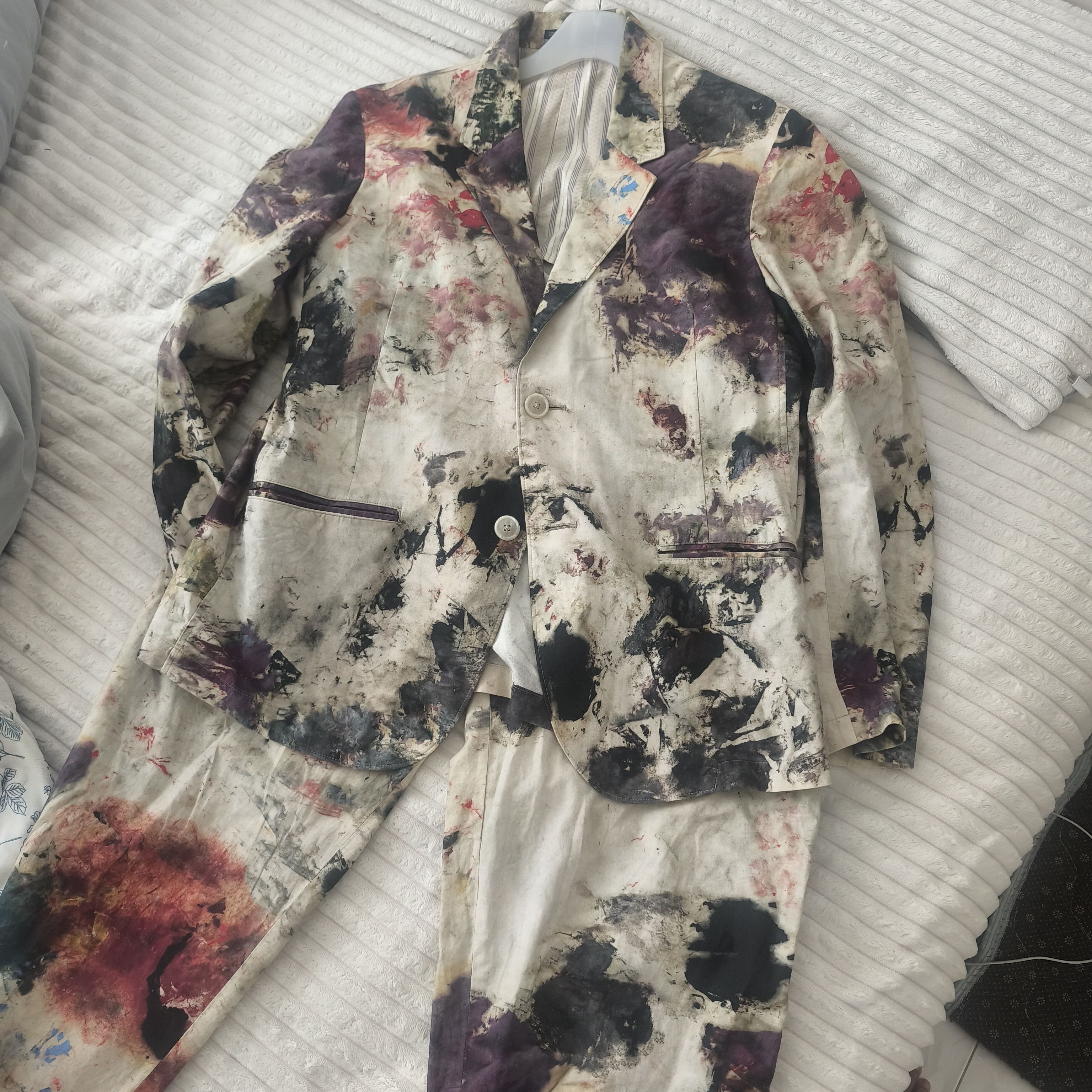 Yohji Yamamoto Yohji Yamamoto SS18 "Colorfully Highlights" Runway Suit Size 44R - 3 Thumbnail