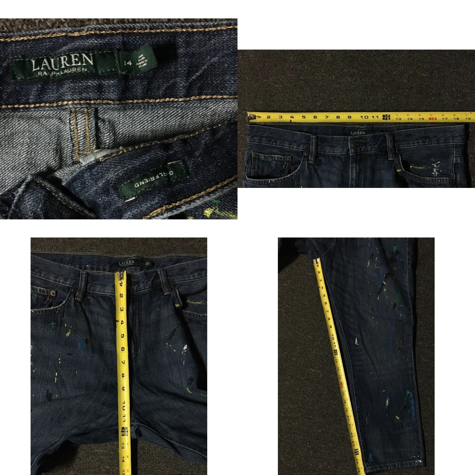 Ralph Lauren Polo Ralph Lauren Paint Splatter Girlfriend Jeans 14 Distress Art Sport Vtg 90s Womens Jeans 14 Blue Size 36" / US 14 / IT 50 - 8 Thumbnail