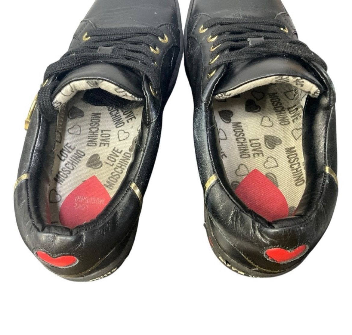 Moschino Love Moschino Black Gold Heart Sneakers Sz 39 EU Size US 8.5 / IT 38.5 - 7 Thumbnail