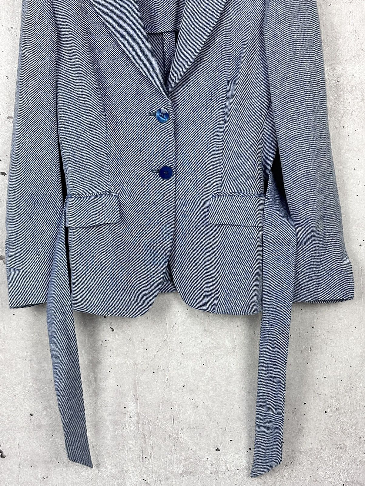 Max Mara Max Mara Linen Made in Italy Blue Blazer Jacket with Belt Size L / US 10 / IT 46 - 6 Thumbnail