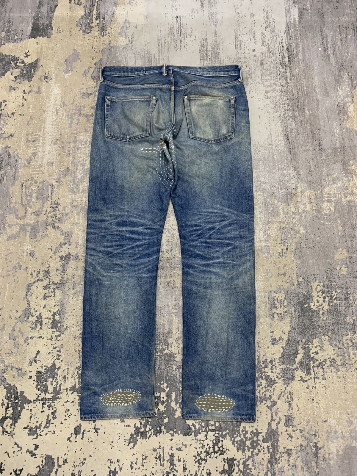Japanese Brand Japanese Blue Work Custom Sashiko Boro Selvedge Denim Size US 35 - 12 Thumbnail