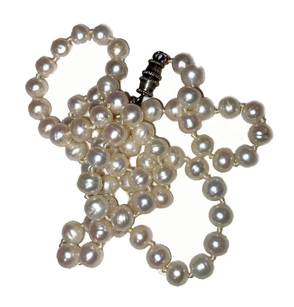 Designer White Cultured Pearl Knotted Bead Necklace Size ONE SIZE - 1 Thumbnail
