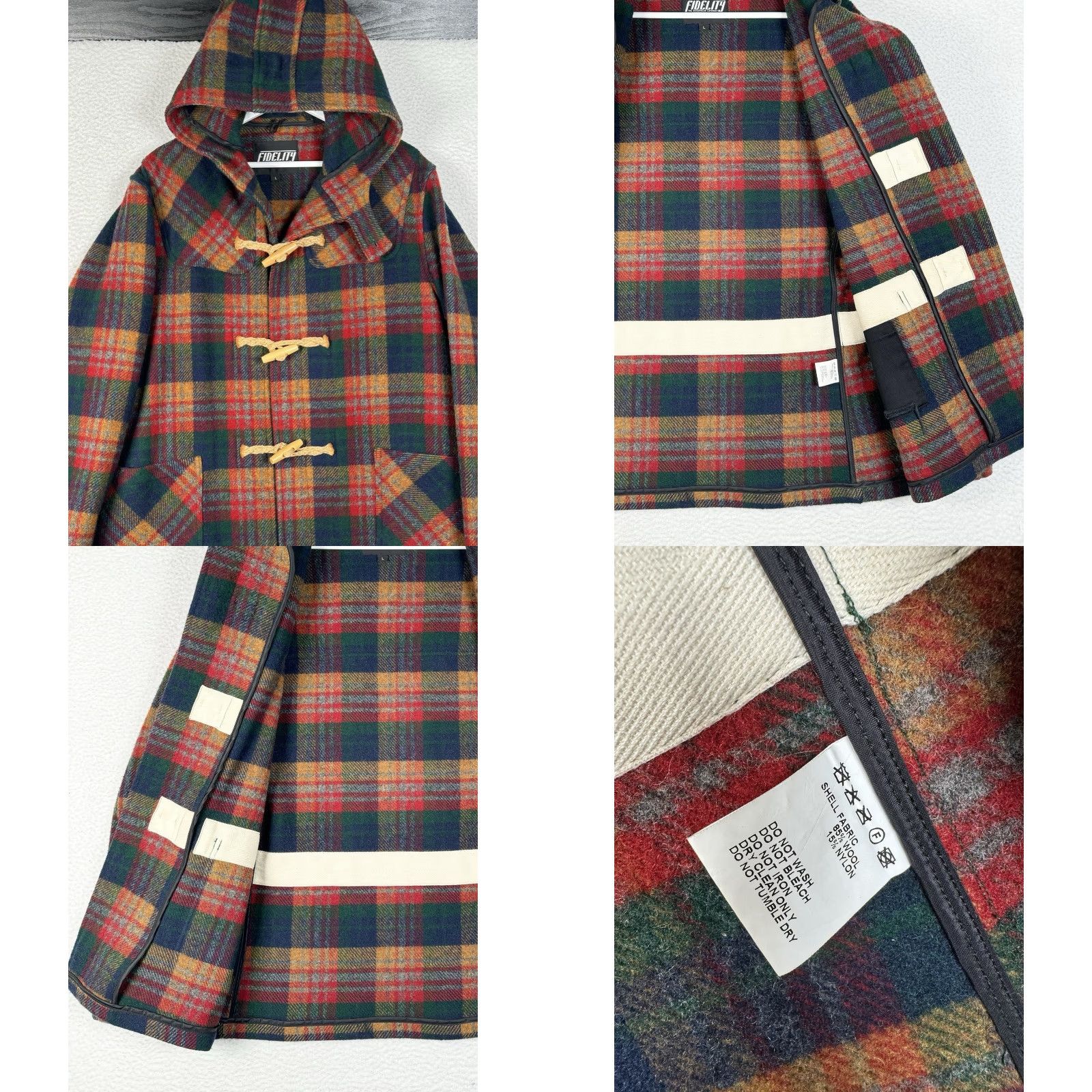 Vintage VINTAGE Fidelity Wool Plaid Toggle Jacket Hooded Mens Large Size US L / EU 52-54 / 3 - 8 Thumbnail
