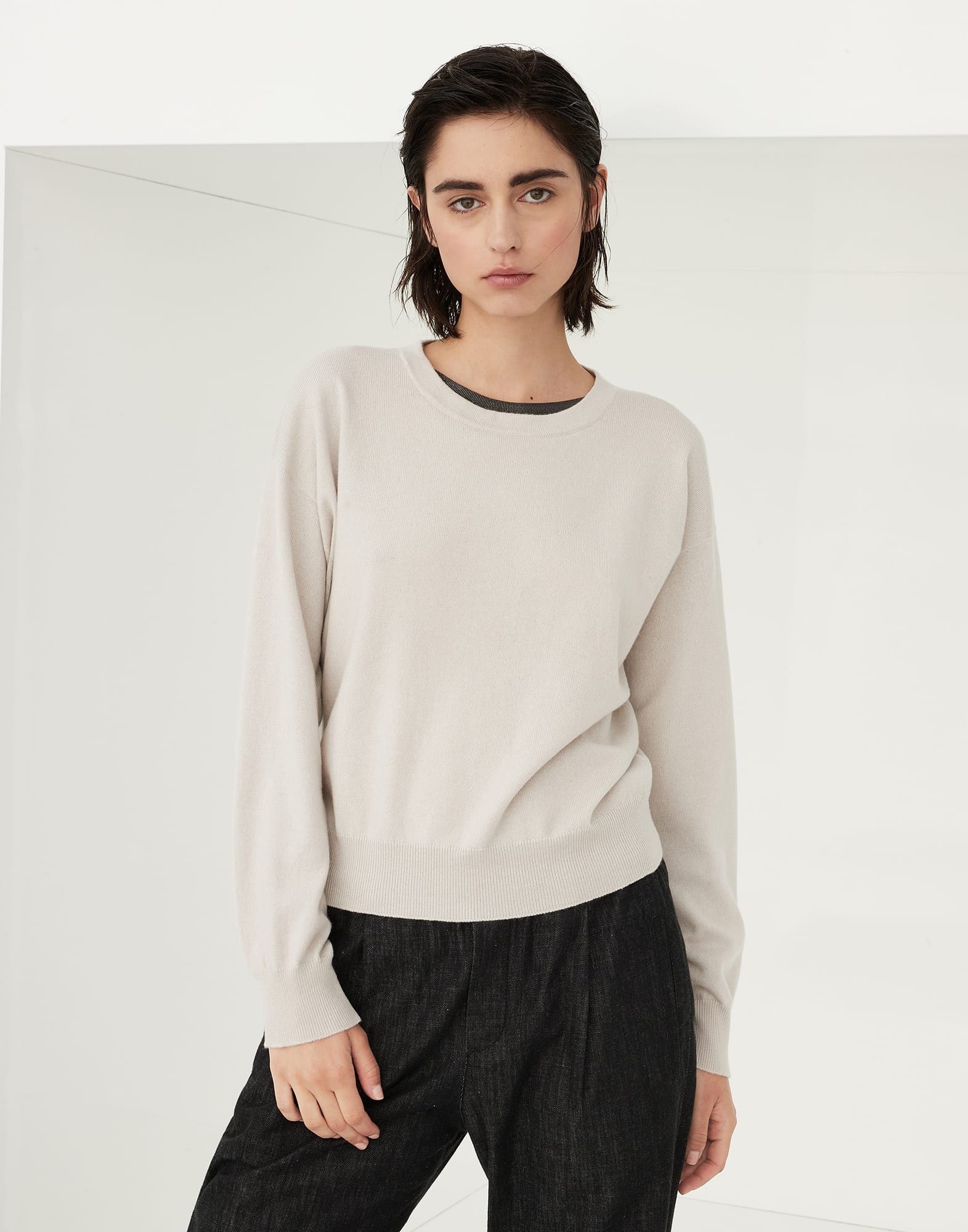 Brunello Cucinelli o1w1db10825 Cashmere Sweater in Open Grey Size L / US 10 / IT 46 - 1 Thumbnail