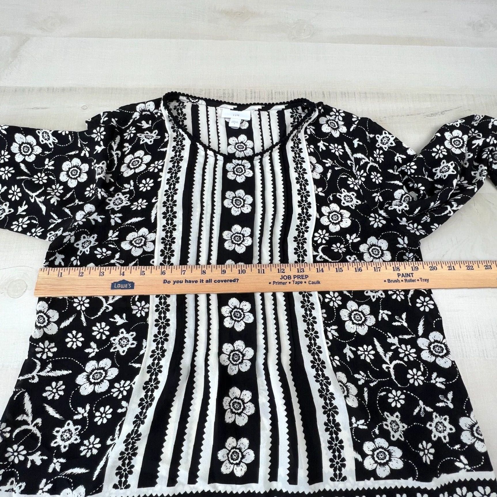 J. Jill J Jill Womens Top Small Black White Flowy Blouse 3/4 Sleeves Shirt Lightweight Size S / US 4 / IT 40 - 7 Thumbnail
