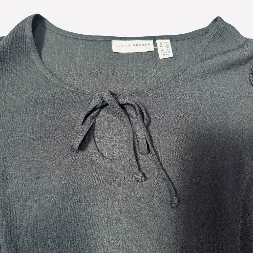 Other New Susan Graver Rayon Crepe Flutter Sleeve Black Tunic A48 Size XXS / US 00 / IT 34 - 7 Thumbnail