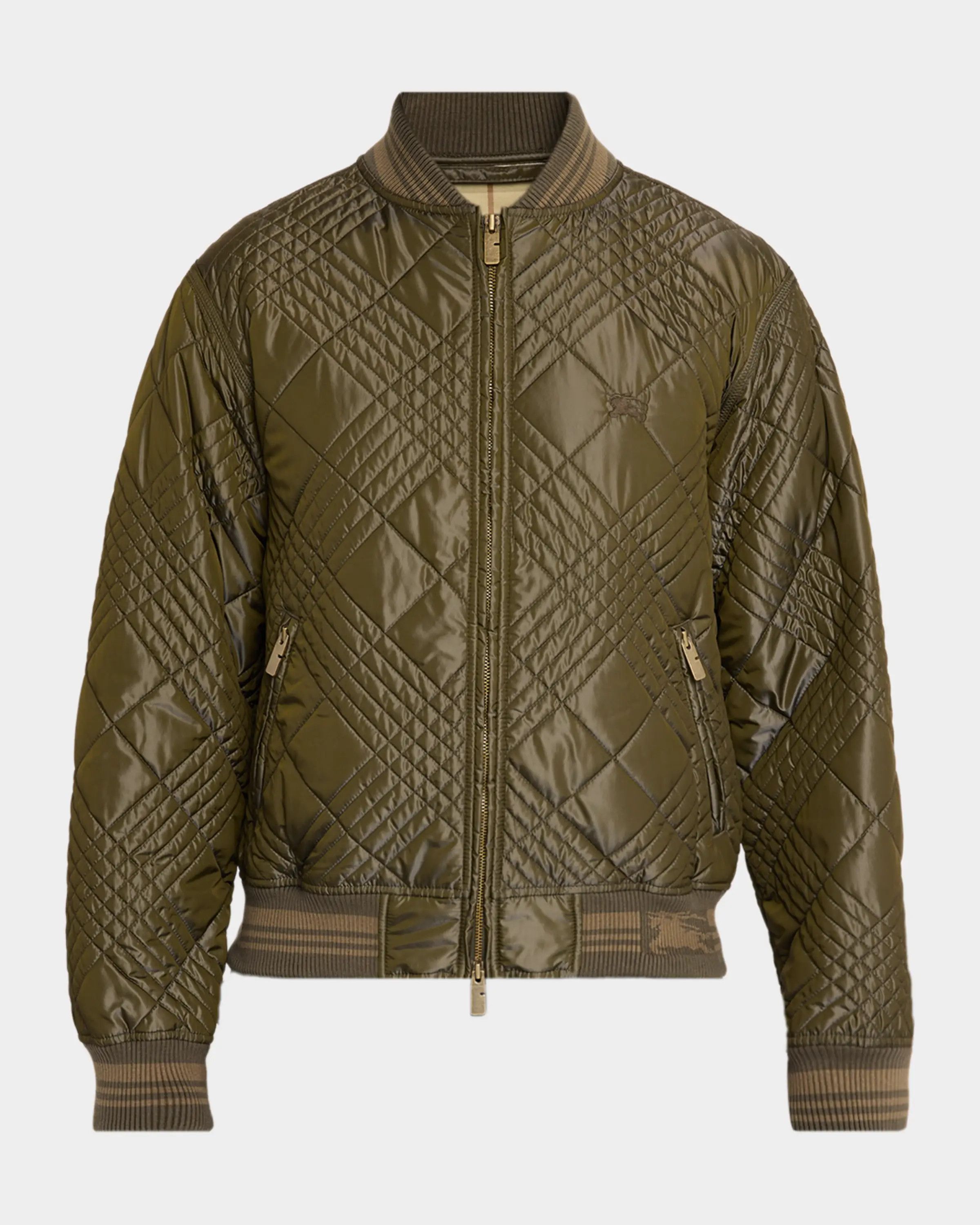 Burberry os11x0526 Rakewood Micro Check-Stitch Bomber Jacket in Green Size US XXL / EU 58 / 5 - 1 Thumbnail
