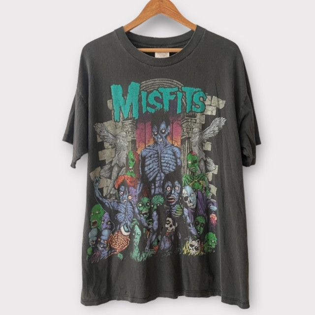 image of 1996 Misfits "earth A.d." Vintage Band Punk Tee Shirt 90's in Black, Men's (Size XL)