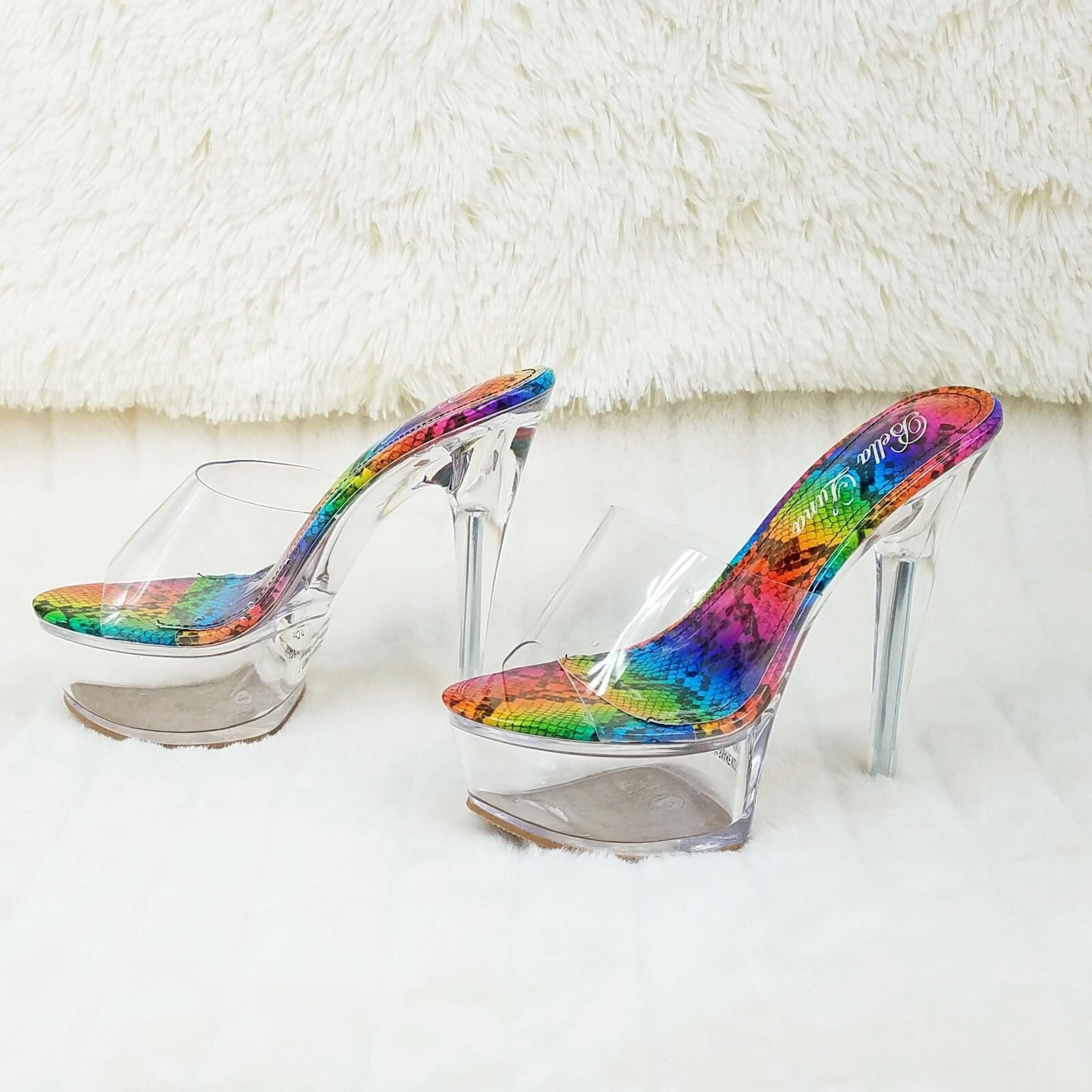 Other Cloud Clear Platform 6" High Heels Rainbow Snake Foot-bed Sl Size US 8 / IT 38 - 6 Thumbnail