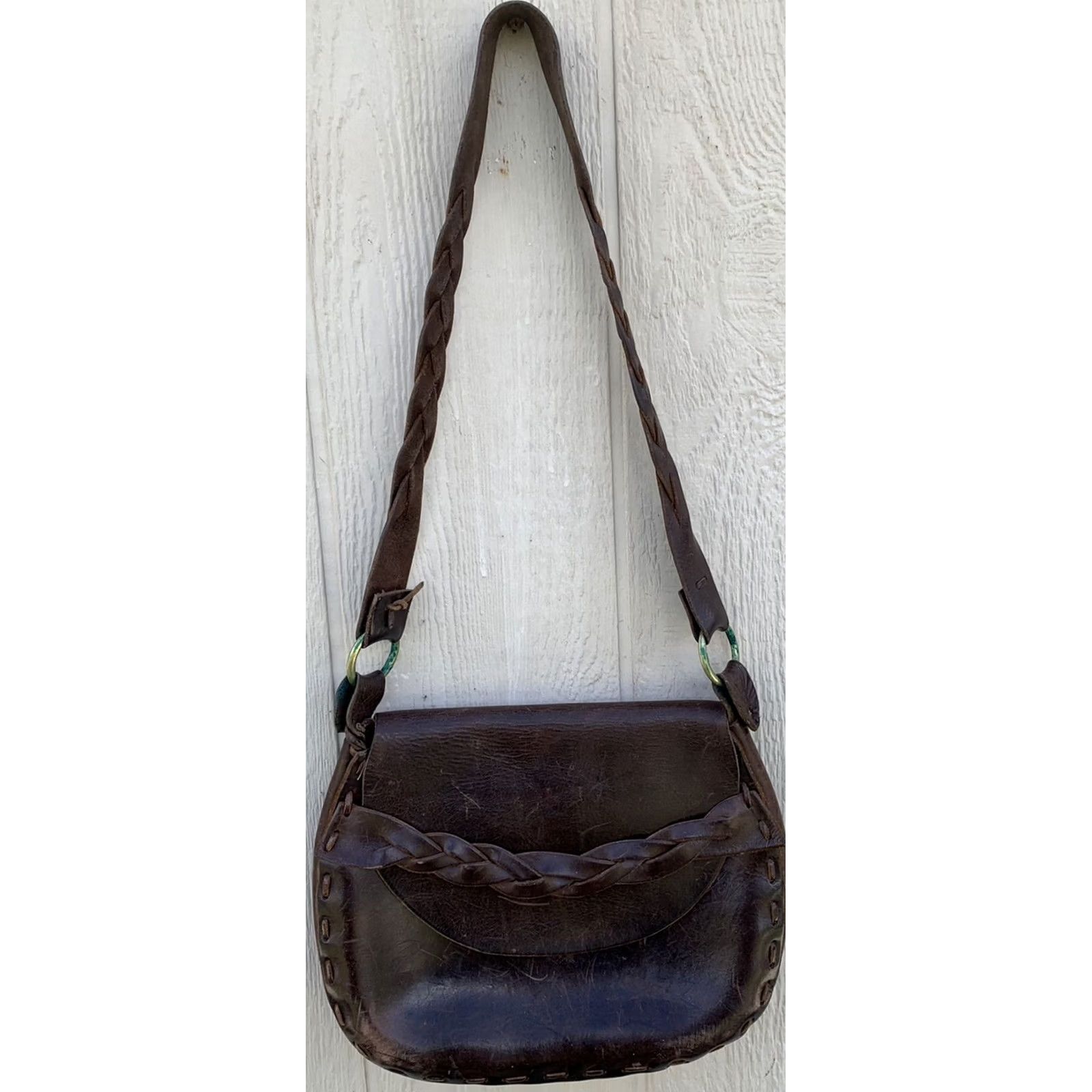 Vintage VINTAGE Tooled Leather Purse Shoulder Bag Brown 1970s Hippie Chic Boho Hippy Women Size ONE SIZE - 5 Thumbnail