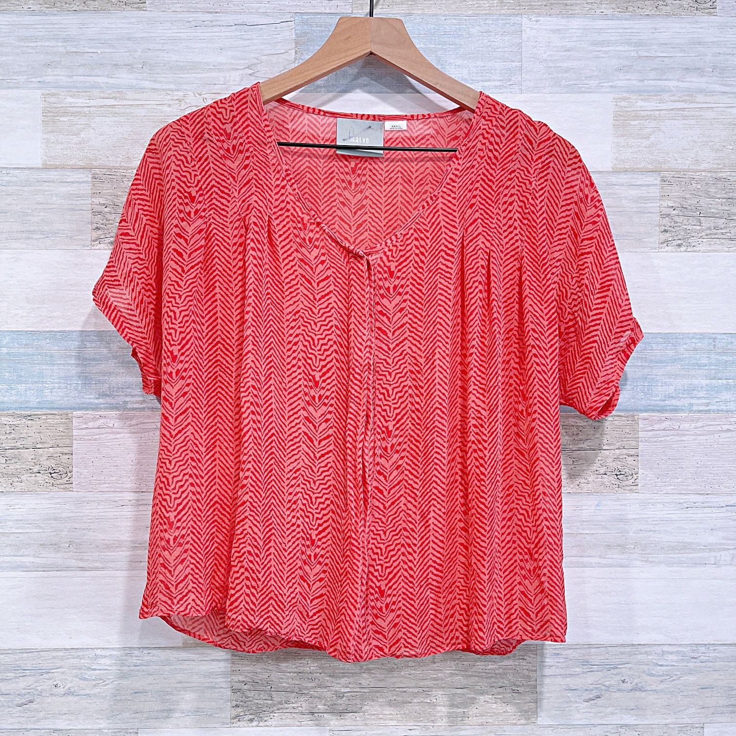 Anthropologie MAEVE Anthropologie Silk Sheer Shirt Orange Womens Small Size S / US 4 / IT 40 - 1 Thumbnail