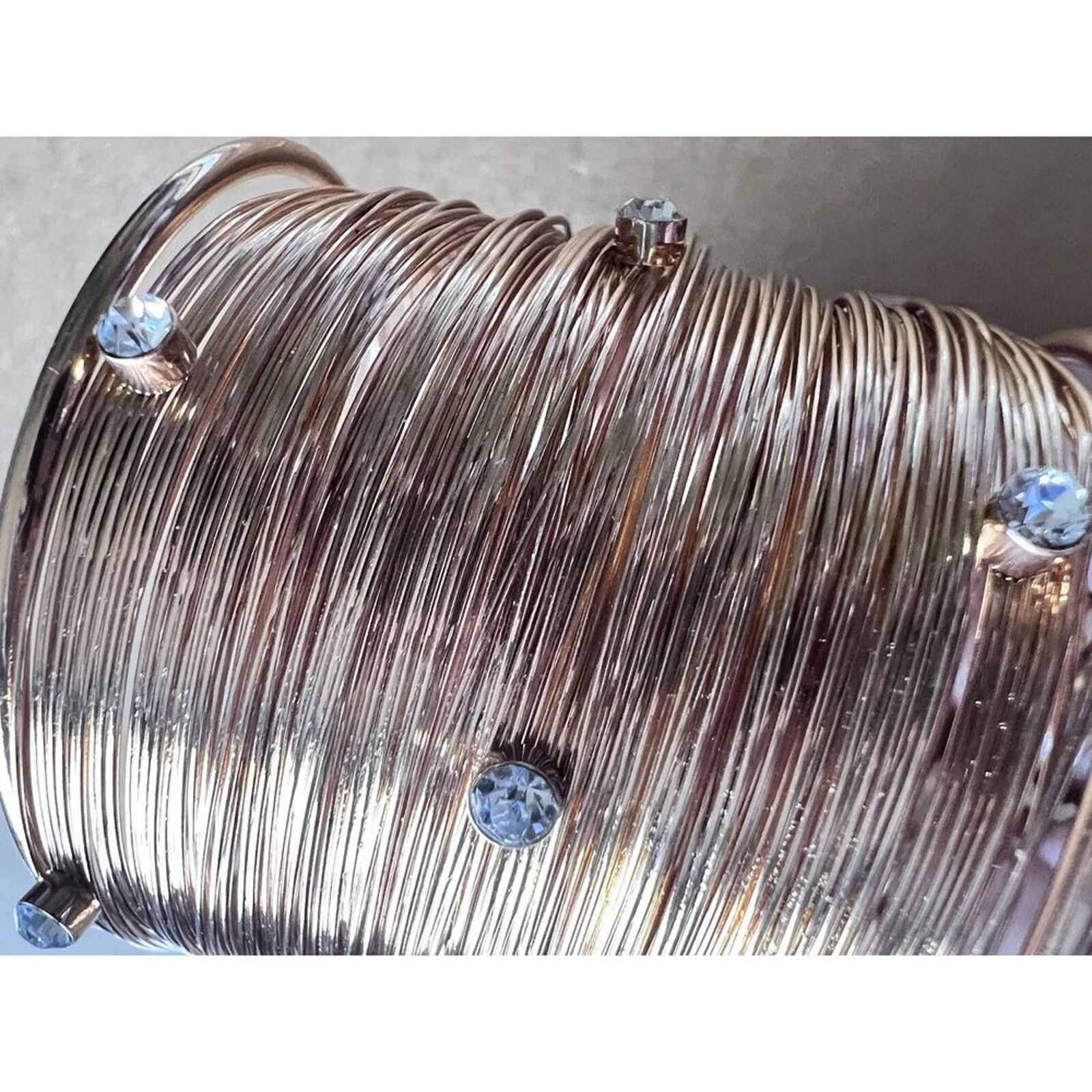 Other Gold Tone Wire Wrap Rhinestone Cuff Bracelet Bangle Size ONE SIZE - 10 Thumbnail