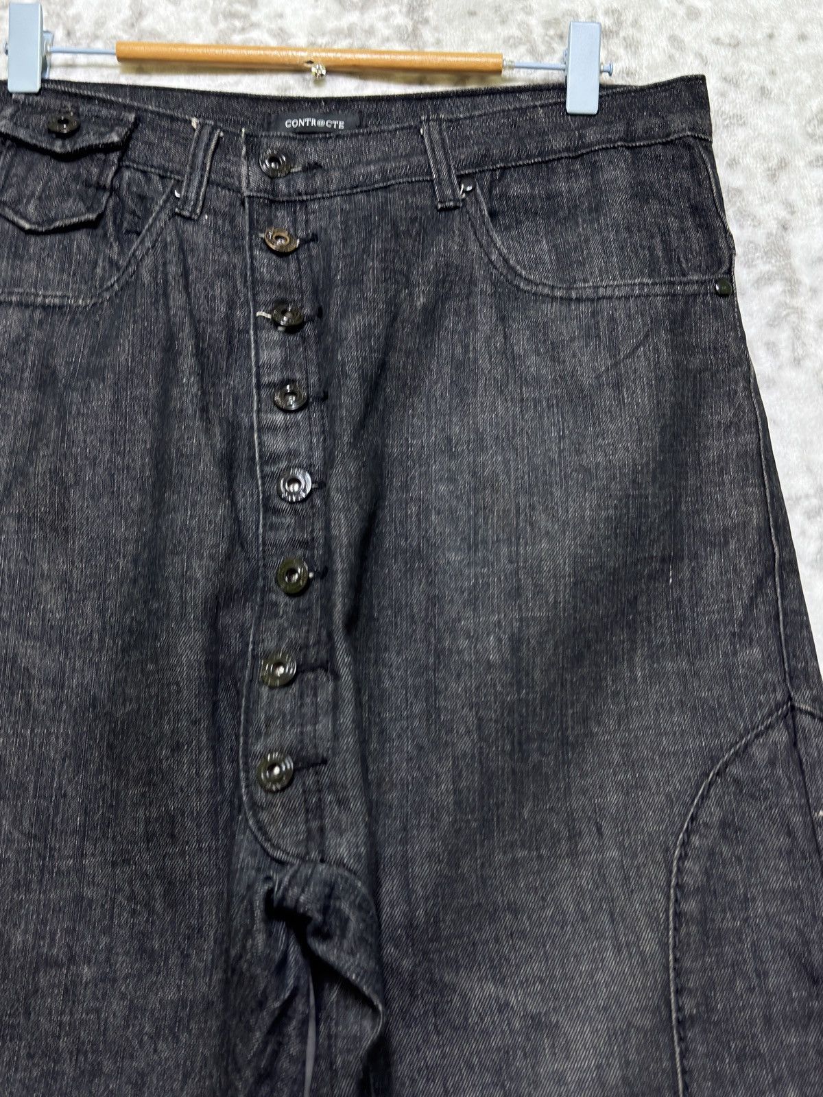 Japanese Brand CONTRACTE Long Rise Crotch Panel Denim Avant Garde Pants Size US 32 / EU 48 - 5 Thumbnail