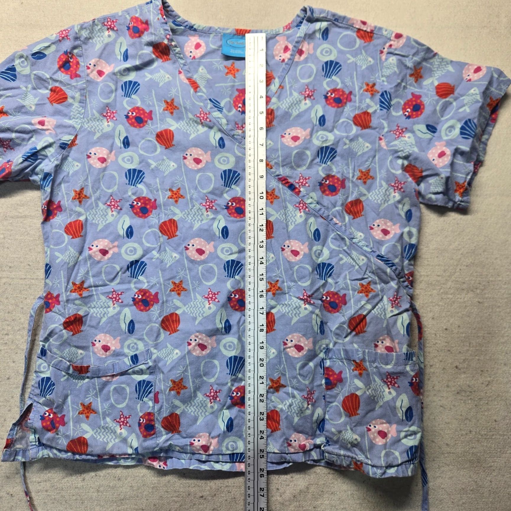 Vintage The Scrub Co. Blue Sea Life Scrub Shirt Top Short Sleeve Tie Adult Size 3XL XXXL Size US XXL / EU 58 / 5 - 7 Thumbnail