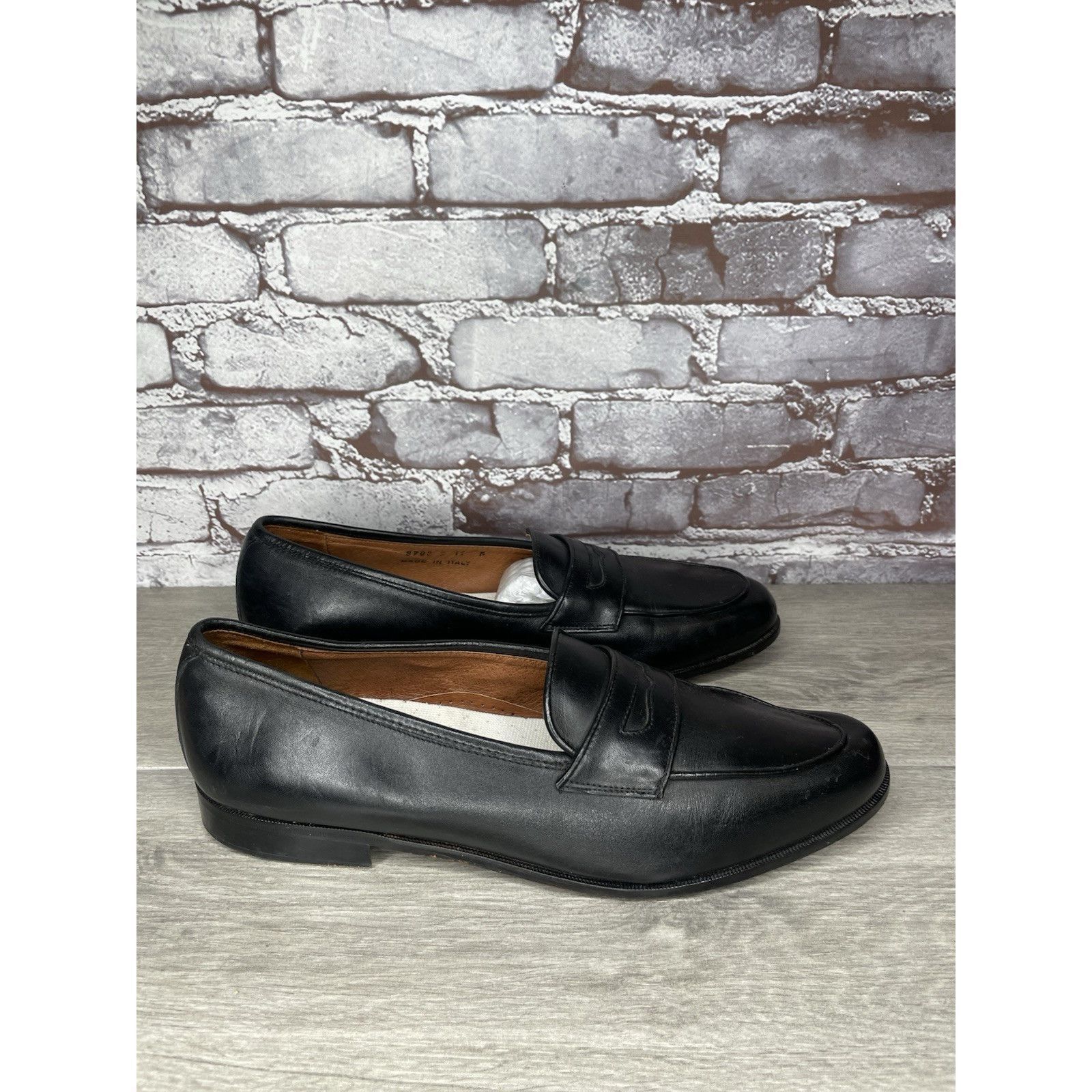 Paolo Mondo Paolo Mando Firenze Black Leather Penny Loafers Dress Shoes Size US 12 / EU 45 - 16 Thumbnail