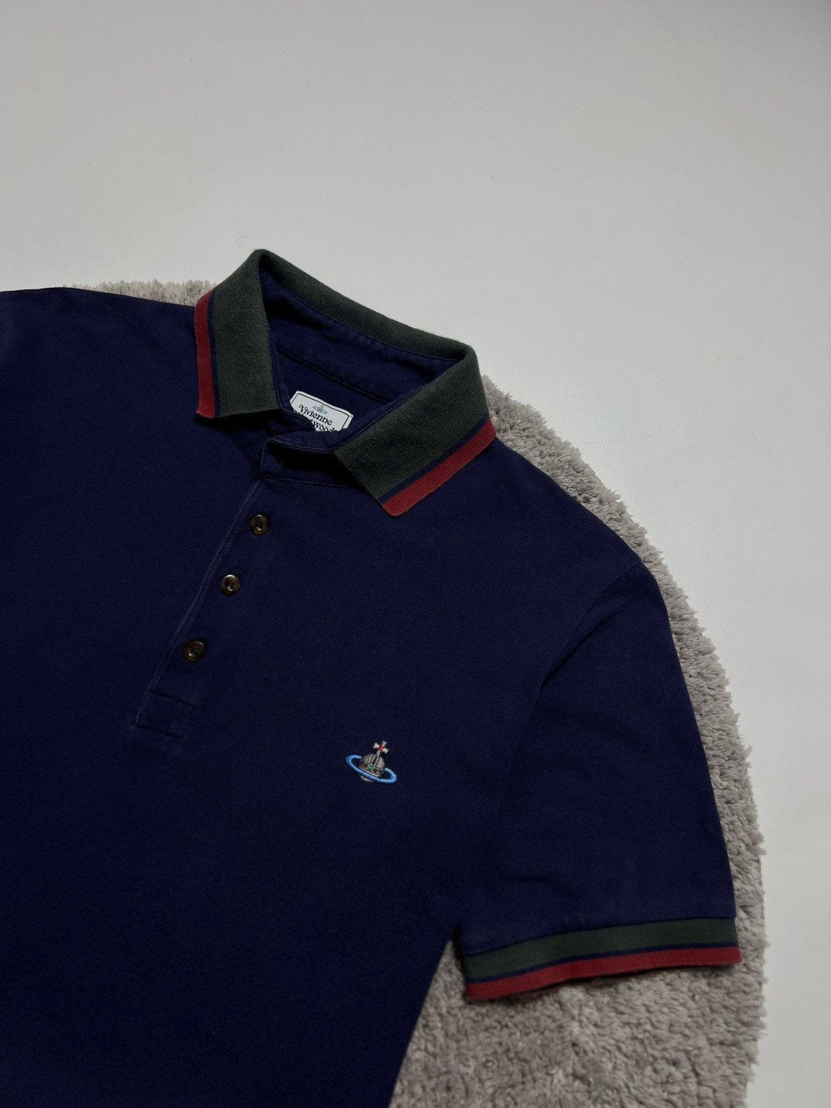 Vivienne Westwood Vivienne Westwood Polo T-Shirt Small Orb Logo Navy Size US L / EU 52-54 / 3 - 3 Thumbnail