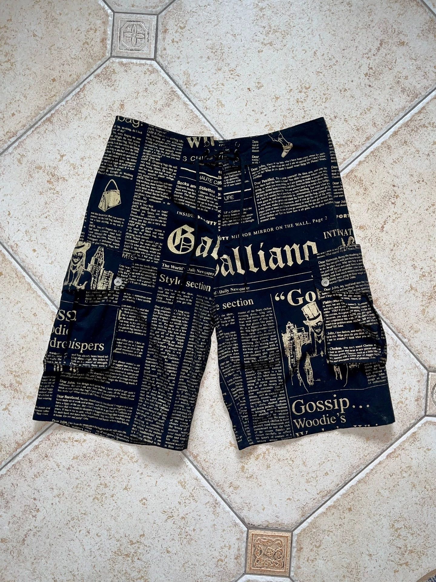 John Galliano John Galliano Vintage Newspaper Print 7/8 Trousers Size US 27 - 1 Thumbnail