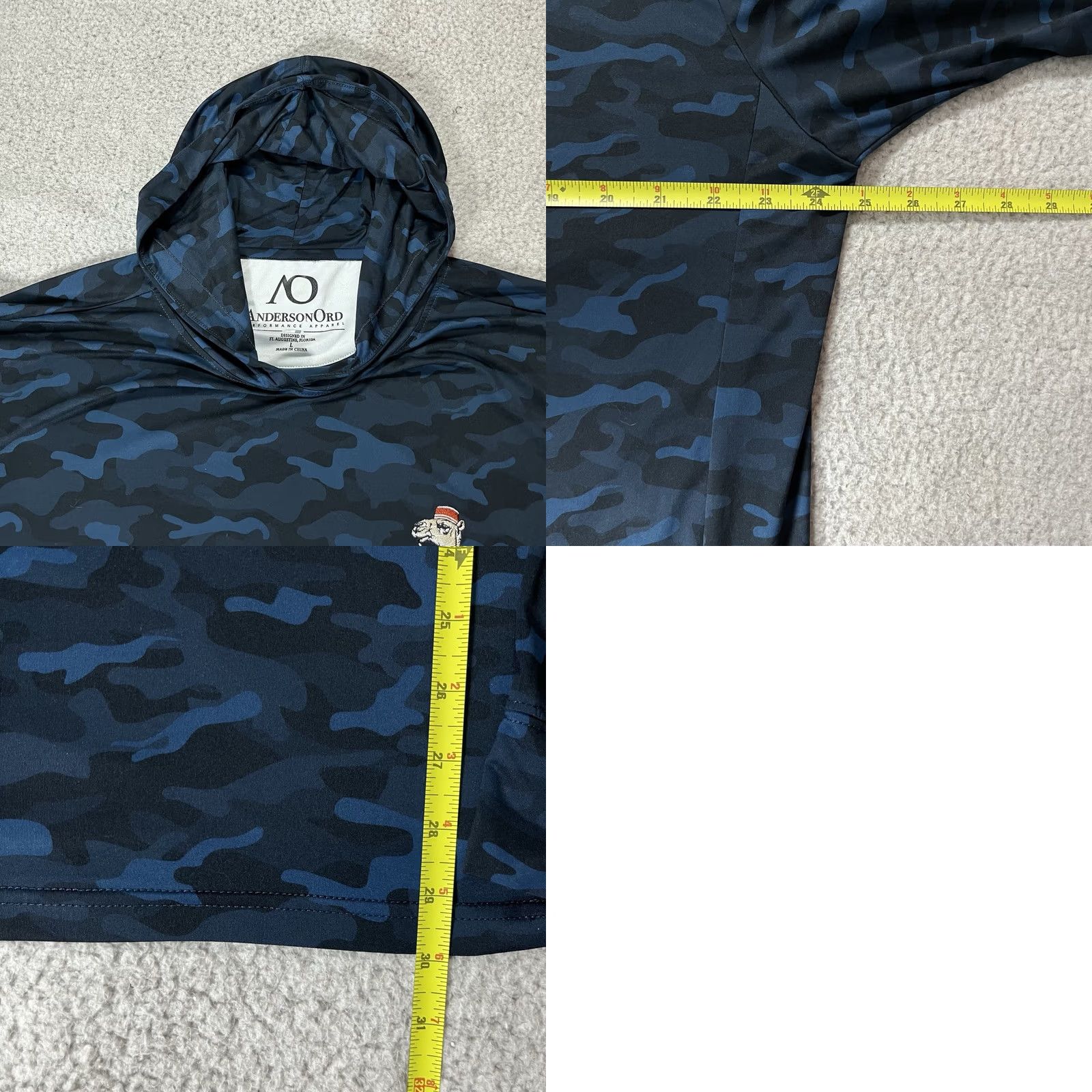 Camel Anderson Ord Hoodie Mens L Blue Camo Lightweight Pullover Logo Golf Size US L / EU 52-54 / 3 - 9 Thumbnail