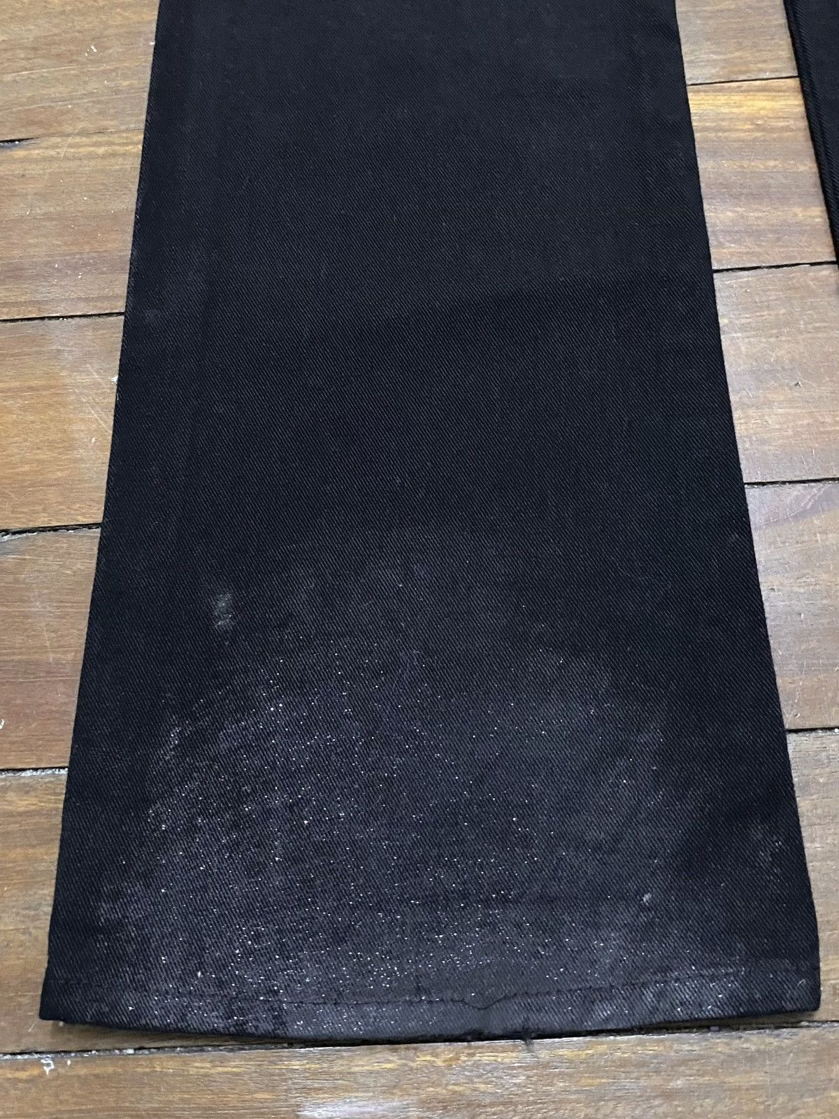 Le Grande Bleu (L.G.B.) Rare Vintage Japanese Brand X Frm Flared Waxed Jeans 1990s Size US 28 / EU 44 - 7 Thumbnail