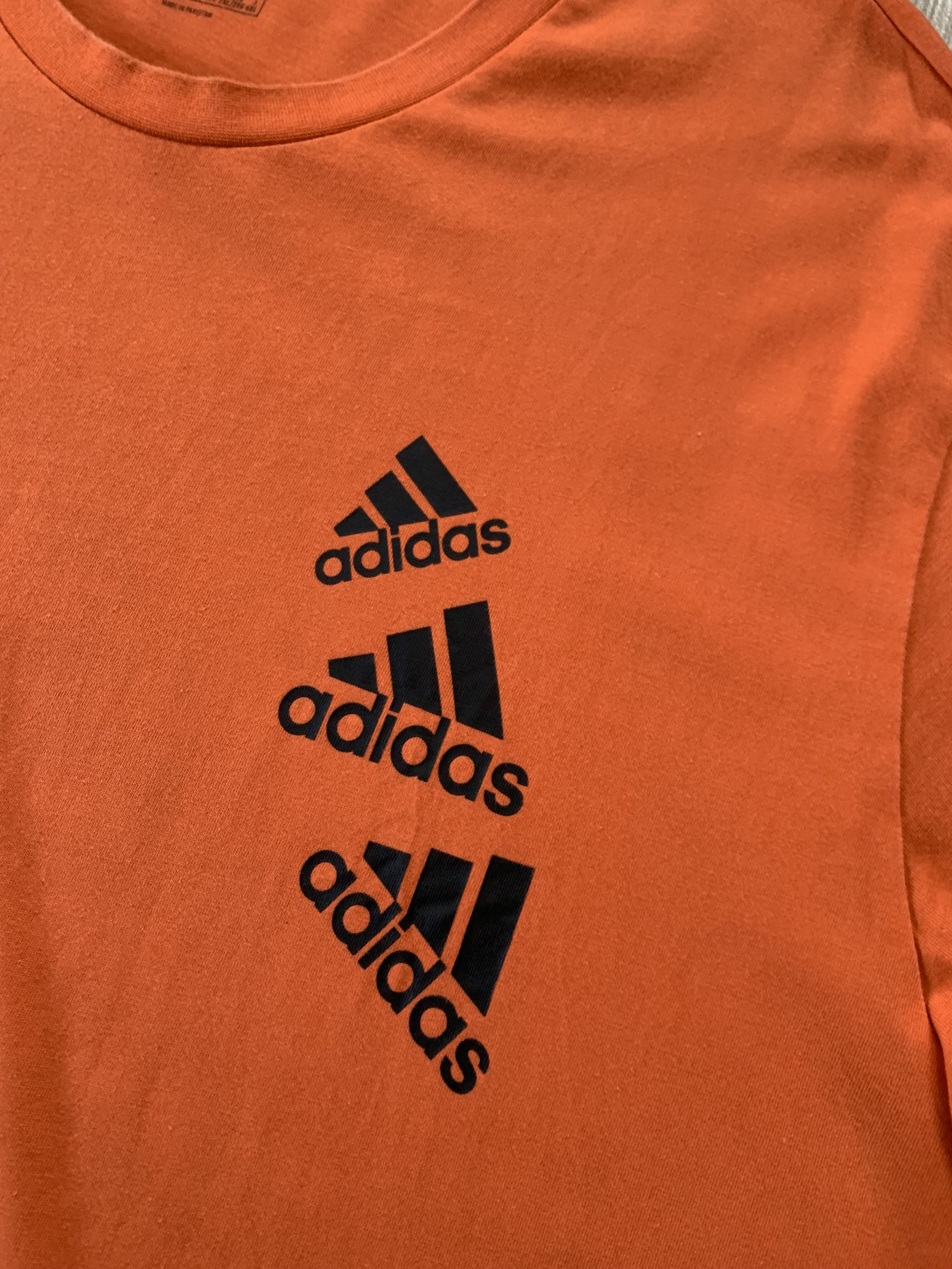 Adidas Adidas Cotton 3 Logo Orange T-Shirt Size US XXL / EU 58 / 5 - 6 Thumbnail