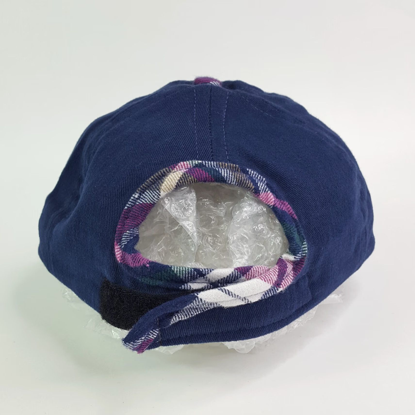 Vintage VINTAGE Navy Plaid USA Blank Adjustable Strap Dad Hat Baseball Cap Retro Mens Blue Town Talk Hat Size ONE SIZE - 4 Thumbnail