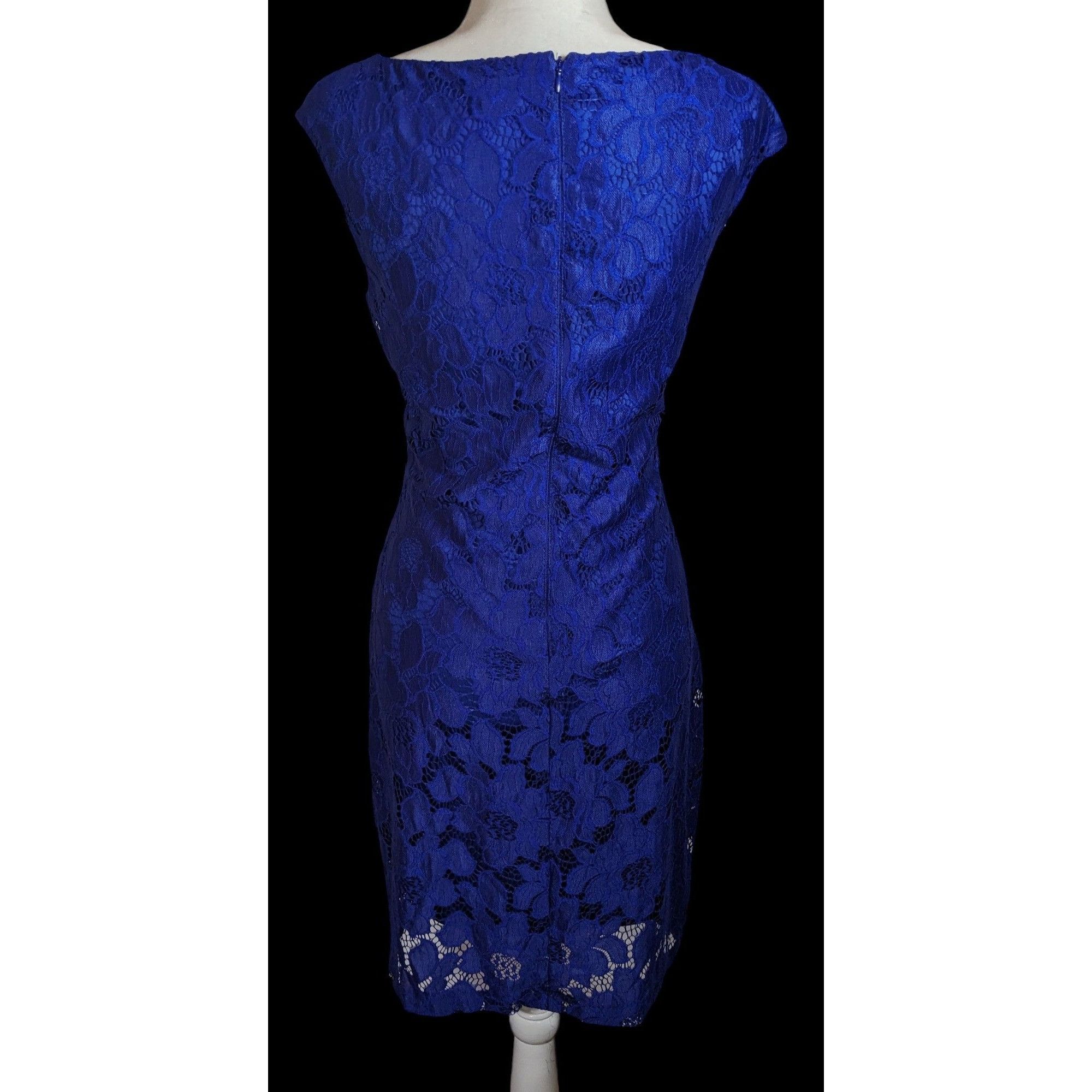 Chaps Chaps Preppy Blue Floral Lace Knee Length Dress Size M / US 6-8 / IT 42-44 - 2 Thumbnail