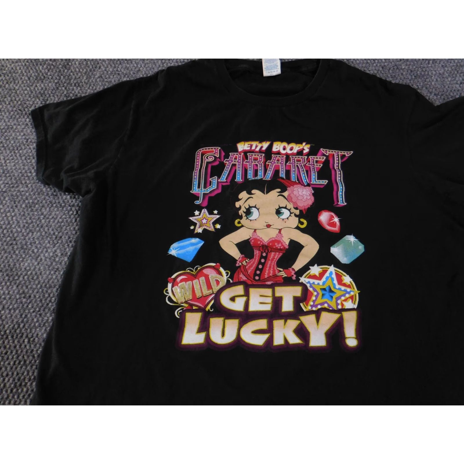 Delta Betty Boop Shirt Mens 2XL Black Cabaret Get Lucky Graphic Tee Double Sided Shirt Tee – 2XL Black Betty Boop Vintage Cartoon Men’s Graphic Print Tee Size US XXL / EU 58 / 5 - 4 Thumbnail
