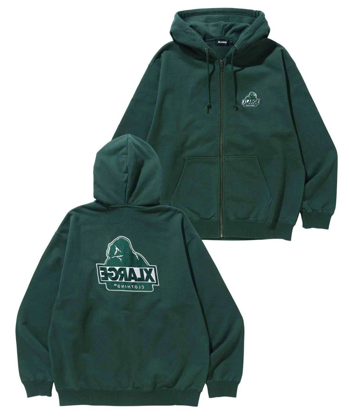 image of Xlarge Zip Up Hoodie in Green, Men's (Size Small)