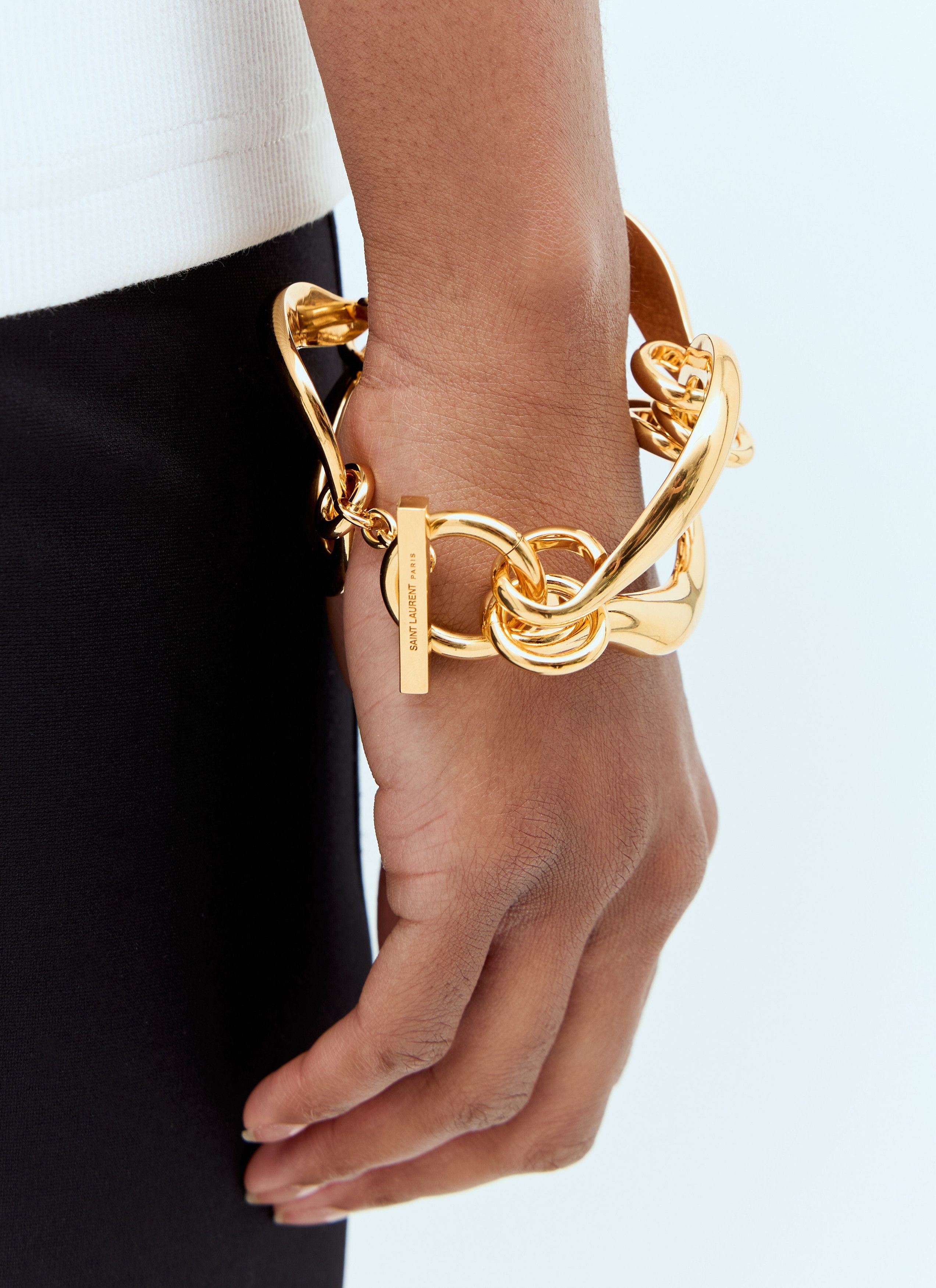 Saint Laurent Paris o1bcso1str0226 Size:M/Oversized Hook Bracelet in Golden Size ONE SIZE - 2 Thumbnail