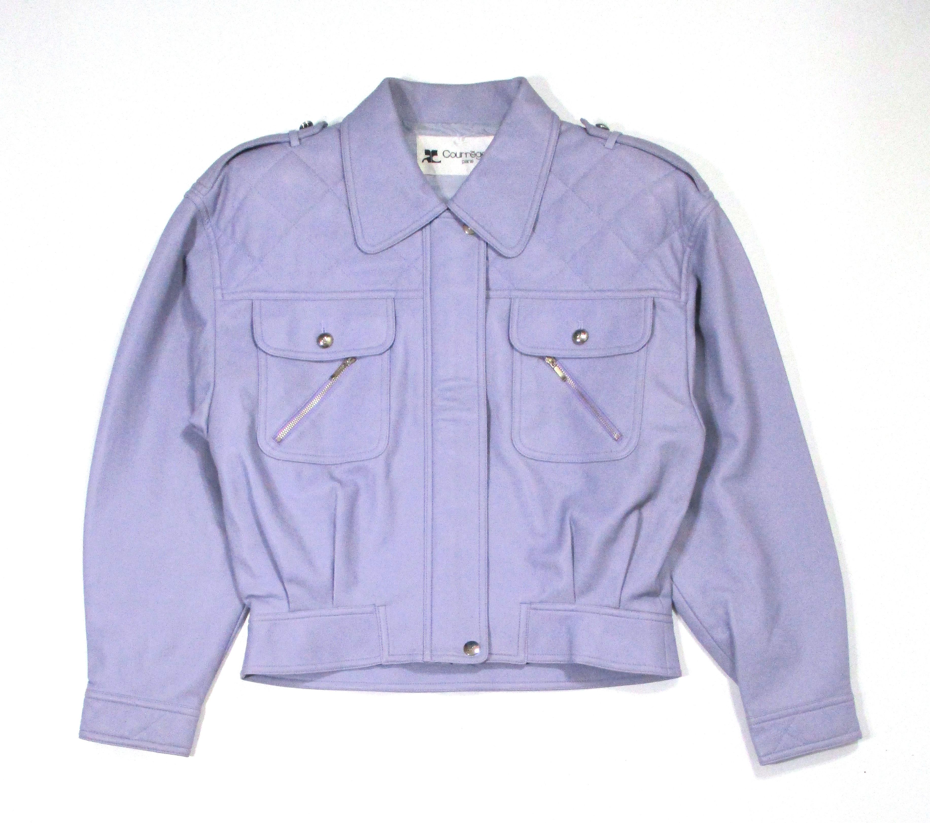 Courreges × Vintage Faux Leather Cropped Jacket Embossed Logo Button Size L / US 10 / IT 46 - 1 Thumbnail