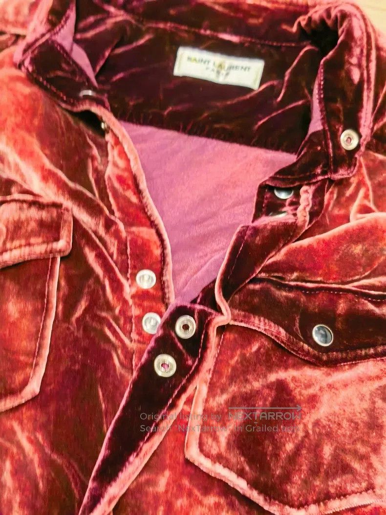 Saint Laurent Paris Saint Laurent Paris Deep Red Burgundy Velvet Shirt Size US S / EU 44-46 / 1 - 5 Thumbnail