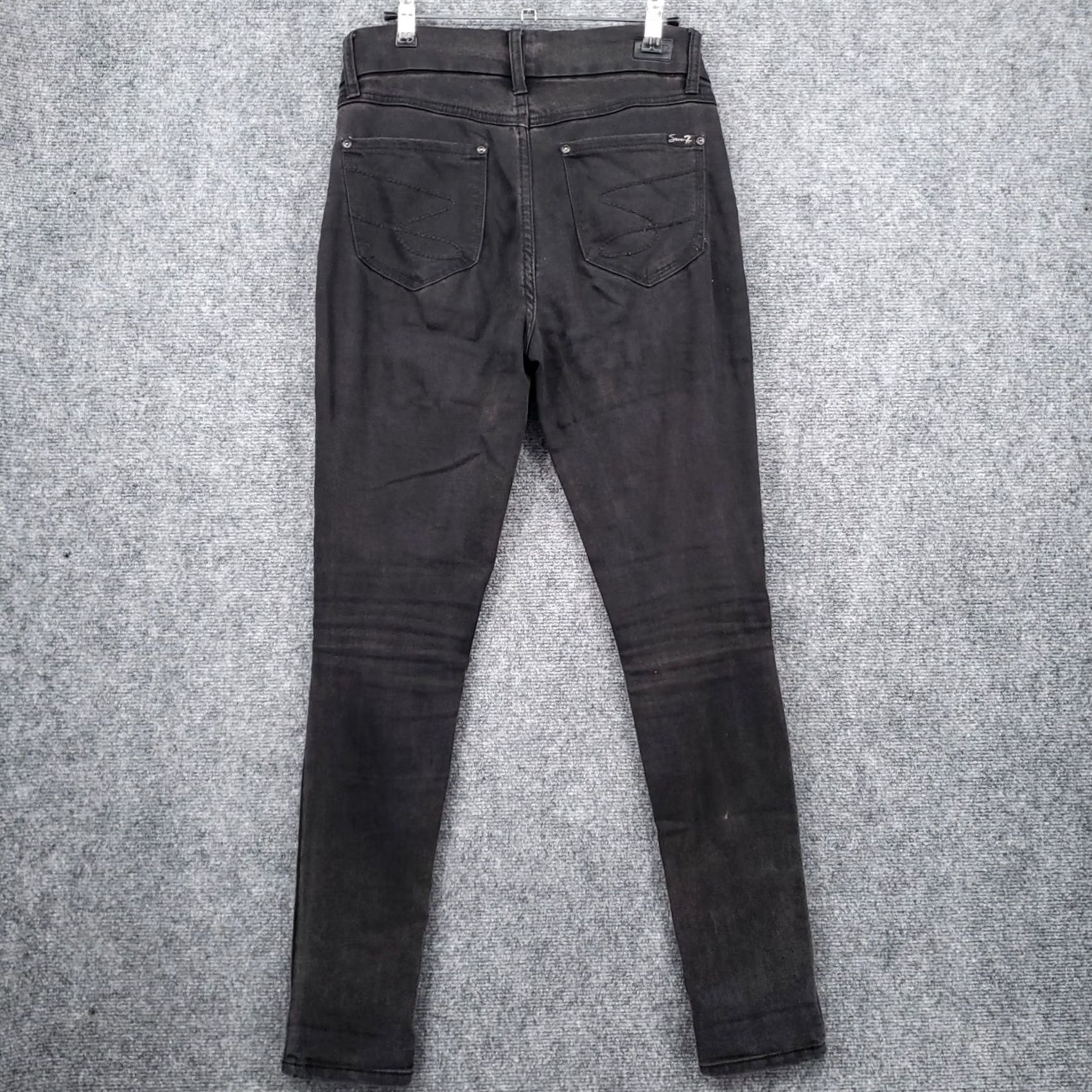 Vintage Seven7 Jeans Womens 4 Black Mid Rise Skinny Distressed Pocket Dark Wash Denim Size 27" / US 4 / IT 40 - 2 Thumbnail