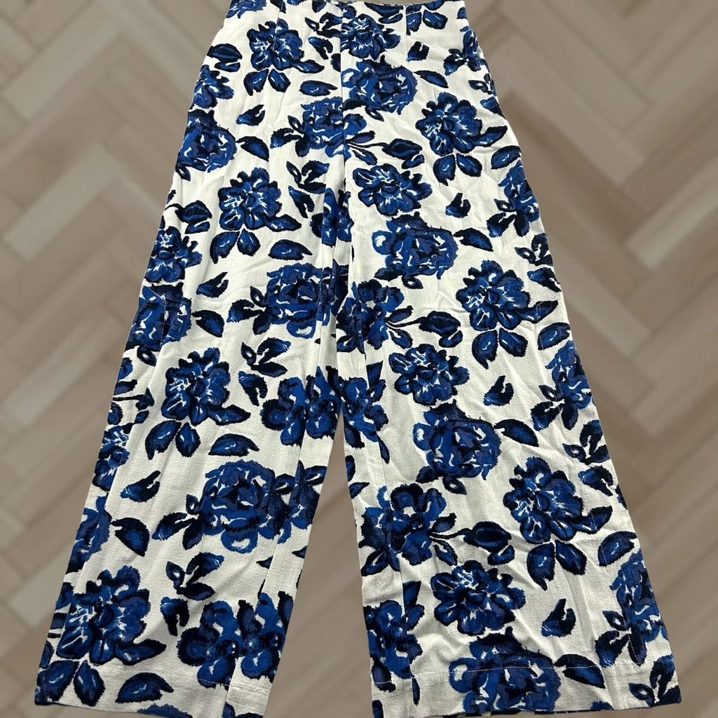 Soft Surroundings Soft Surroundings Linen Pants Floral Blue XS Womens Regular Size 26" / US 2 / IT 38 - 1 Thumbnail