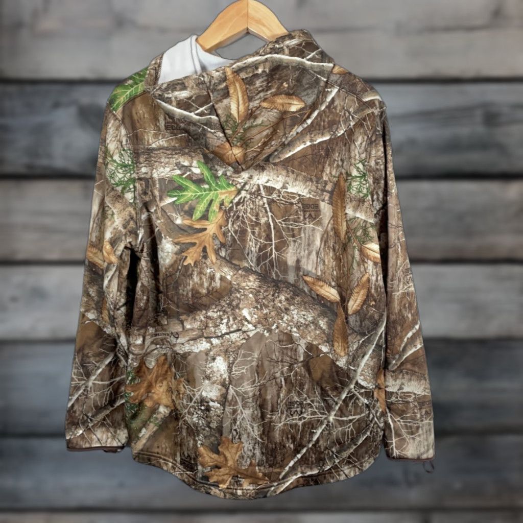 Realtree Realtree Camouflage Hoodie Men's Large Brown Pullover Polyester Fleece Hooded Camping Outdoor Nature Logo Shirt Mens Size US L / EU 52-54 / 3 - 1 Thumbnail