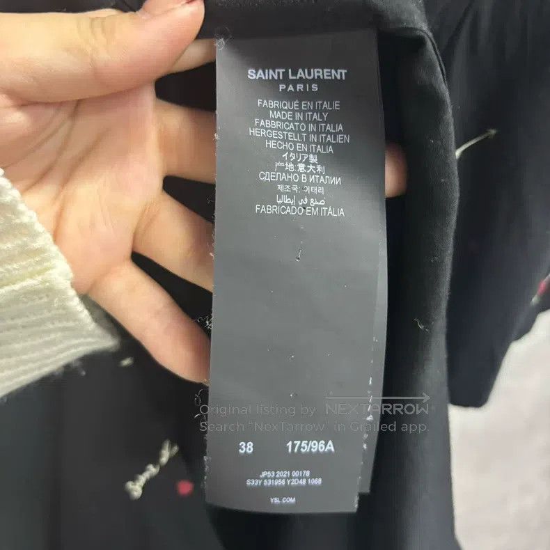 Saint Laurent Paris Saint Laurent Paris Black Printed Shark Collar Short Sleev Size XS / US 0-2 / IT 36-38 - 3 Thumbnail