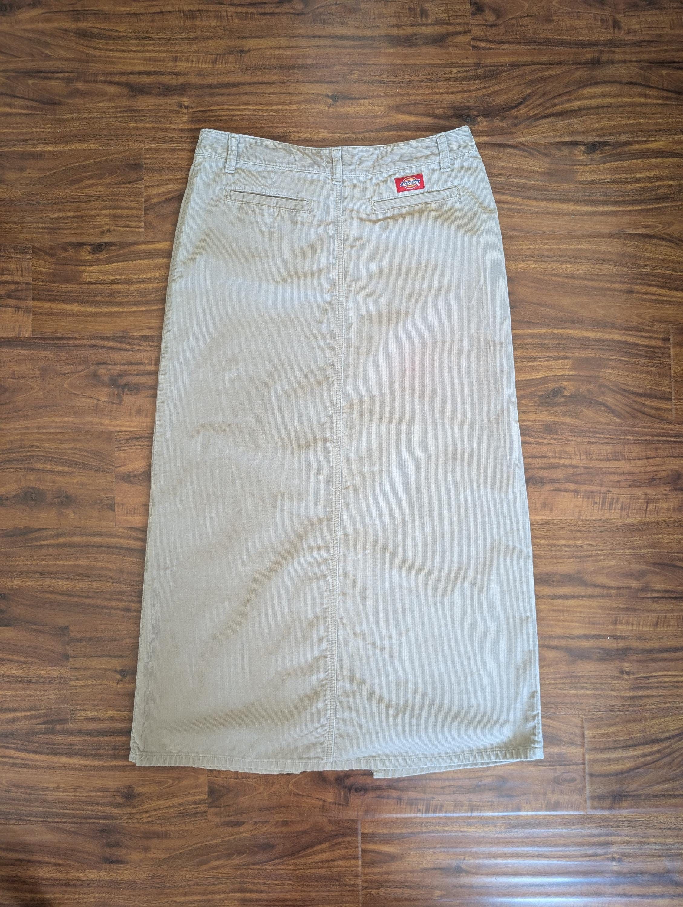 Dickies 2000s Y2K Dickies Girl Beige Corduroy Low Rise Maxi Skirt Size 31" - 6 Thumbnail