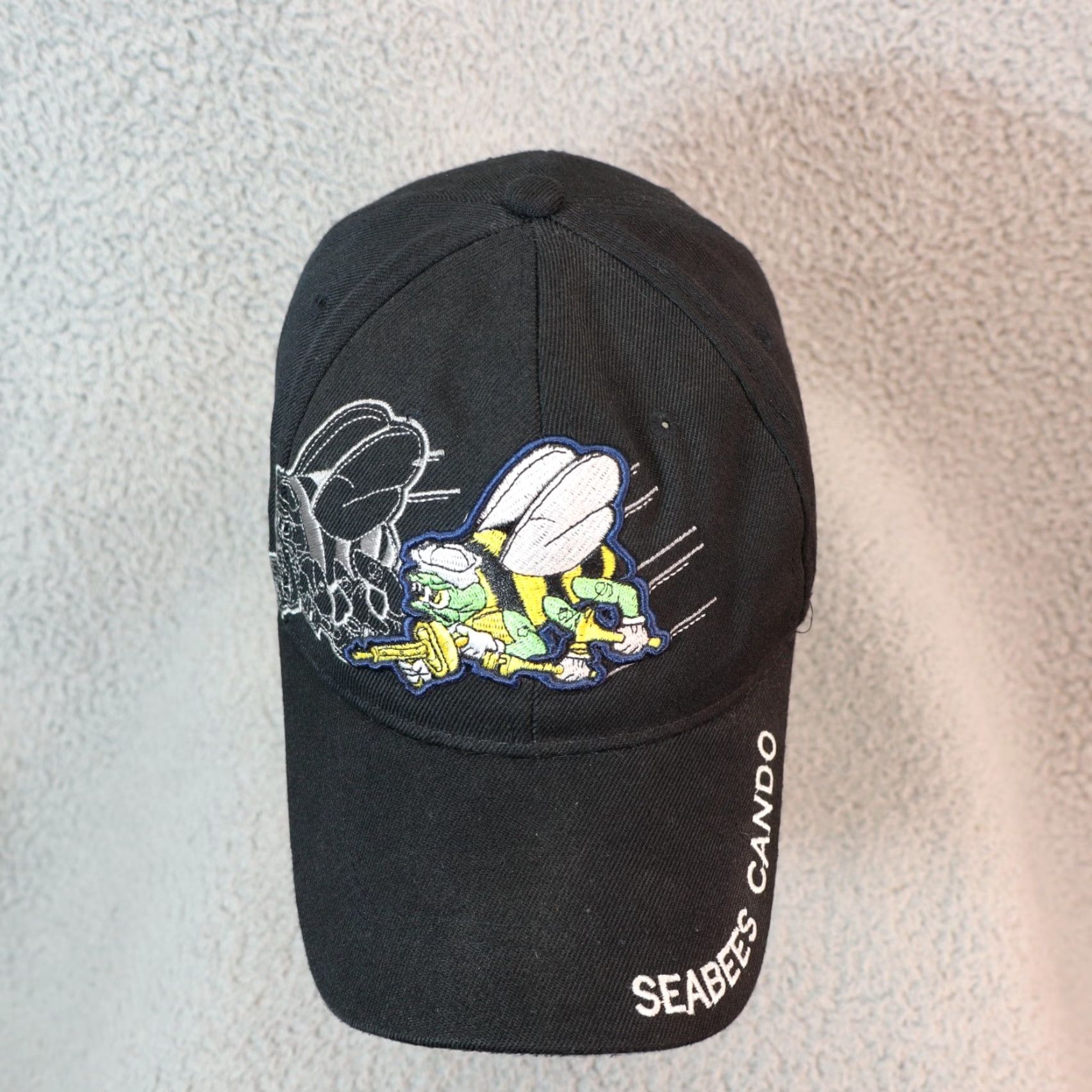 Vintage Cursed Hat Navy US Navy Seabees Cap Baseball Cap Black One Size Mens Adjustable Size ONE SIZE - 3 Thumbnail