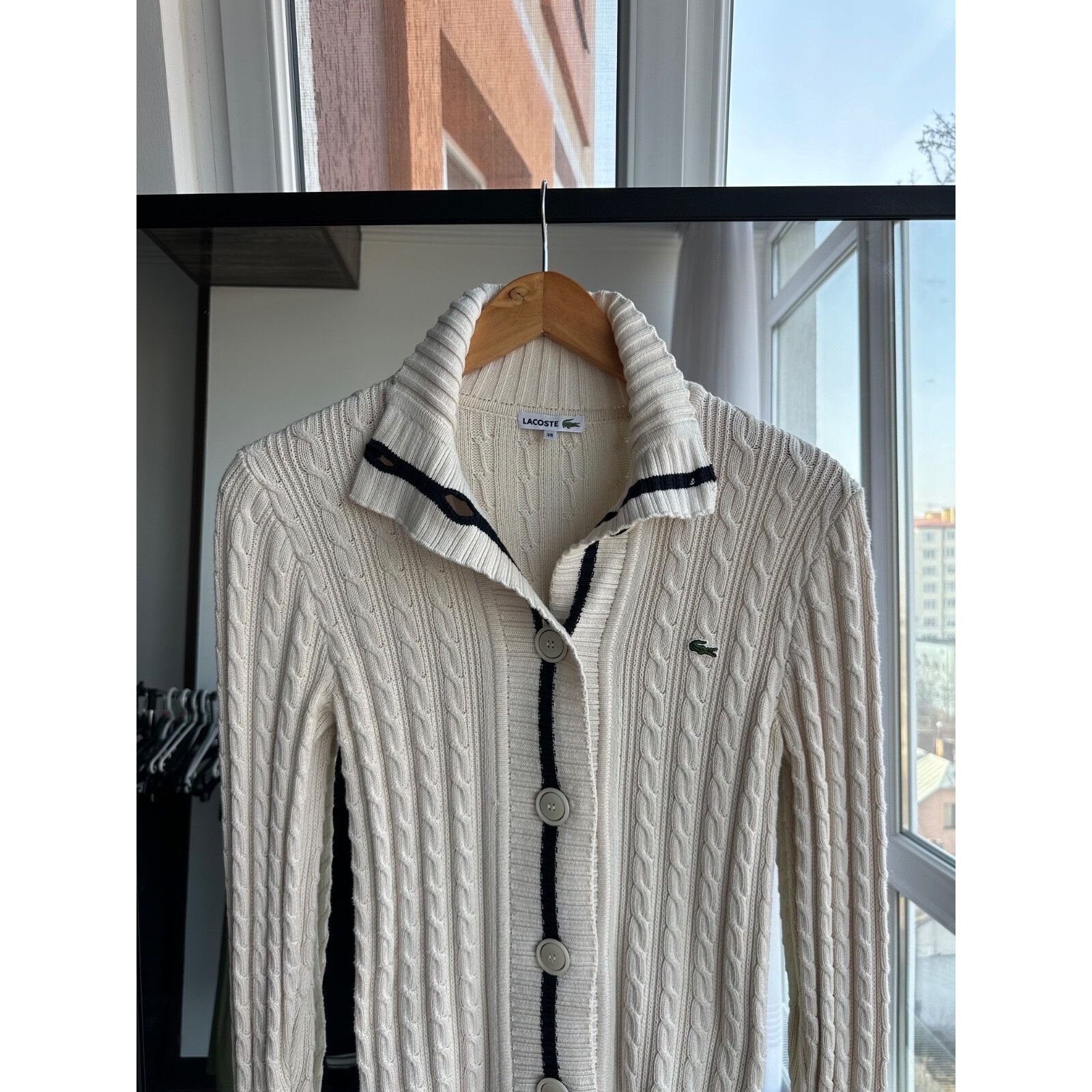 Lacoste VTG Lacoste Beige Cable Knit Buttons Dress Size M / US 6-8 / IT 42-44 - 2 Thumbnail
