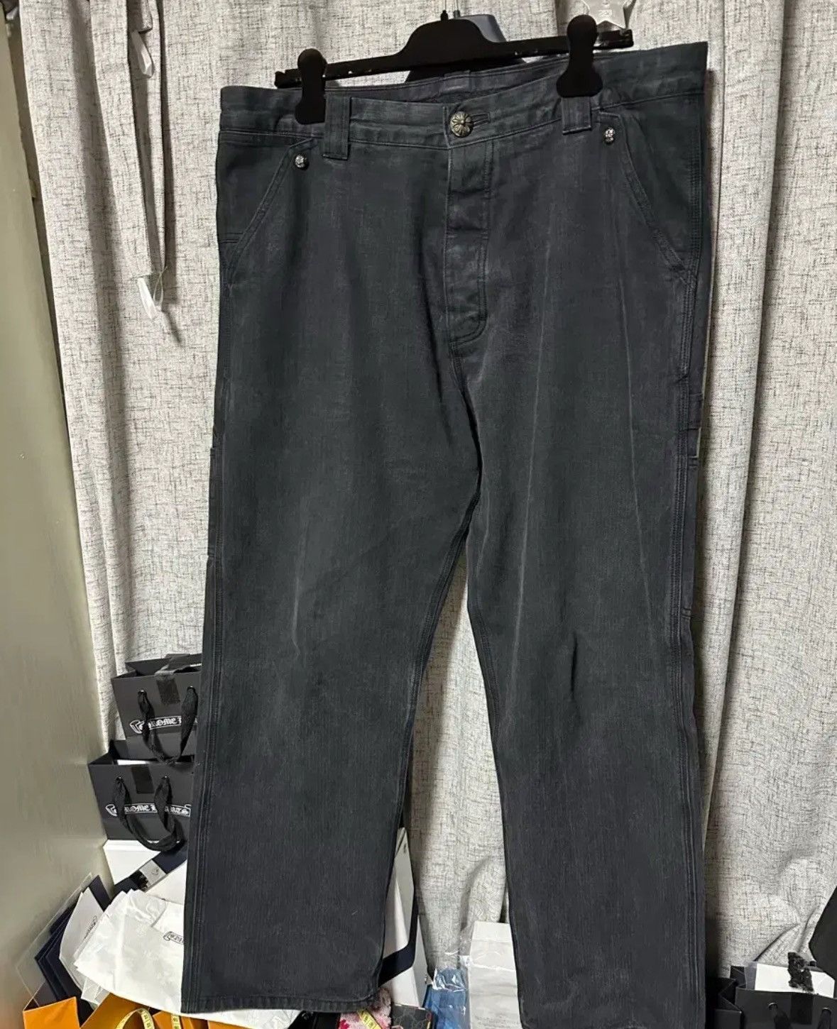 Chrome Hearts Herringbone Carpenter Pants Grey Size US 38 / EU 54 - 1 Thumbnail