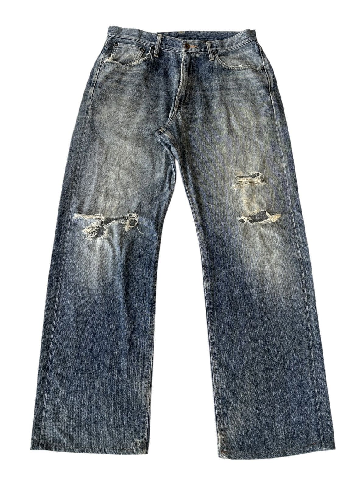 Edwin Edwin 505x Baggy Selvedge Redline Thrashed Jeans Size US 33 - 9 Thumbnail