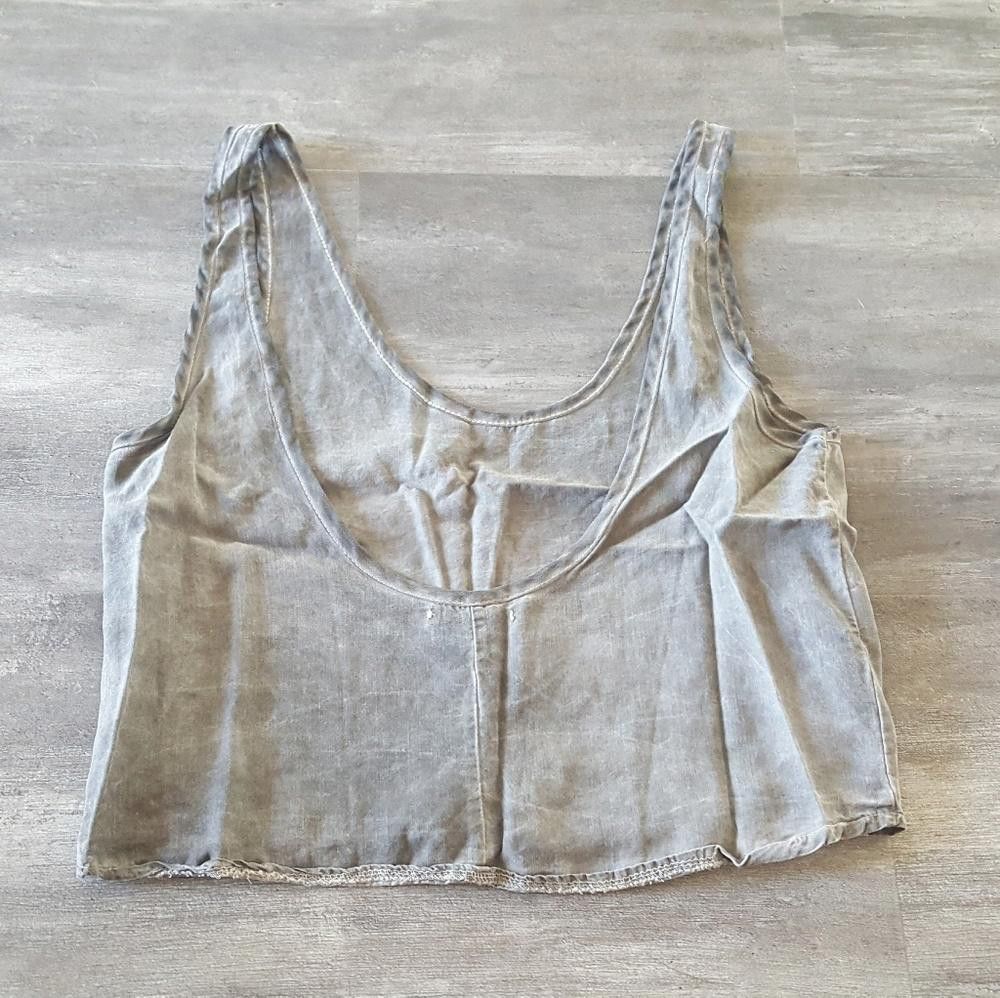 Designer Grey Washed Melville Cropped Blouse Size ONE SIZE - 2 Thumbnail