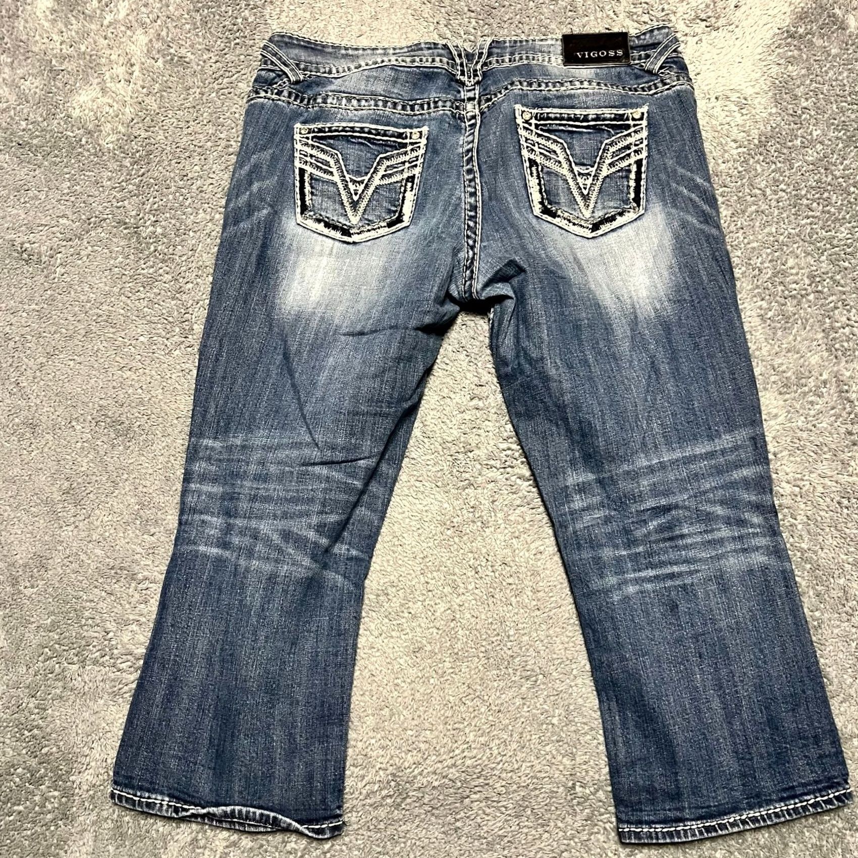 Vintage VIGOSS Jeans Chelsea Capri Womens 13/14 37x23 Thick Stitch Western Blue Juniors Size 13 Women Size 34" / US 12 / IT 48 - 2 Thumbnail