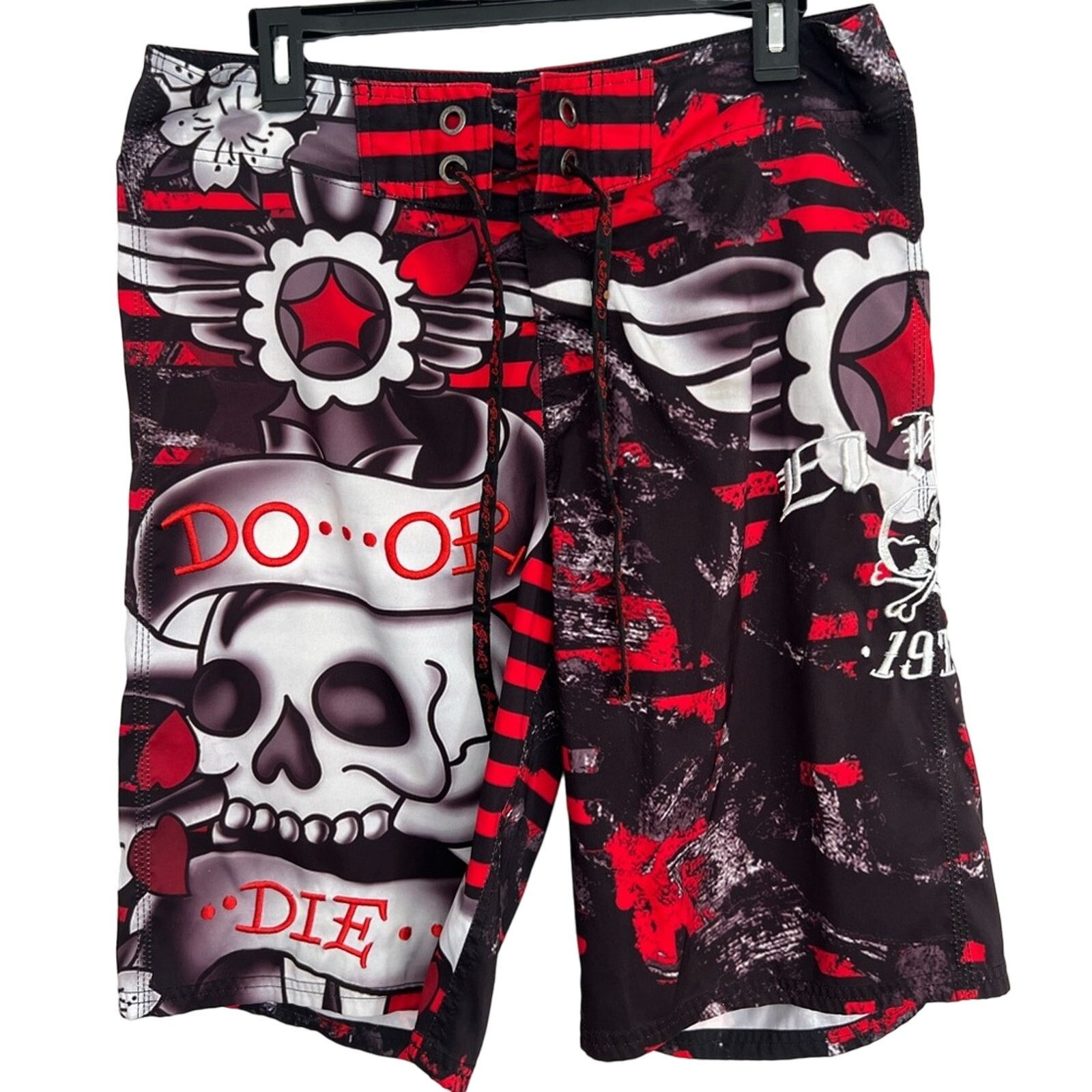 Ed Hardy Ed Hardy Swim Trunks Men 34 Skull Do Die Board Shorts RARE Grailed