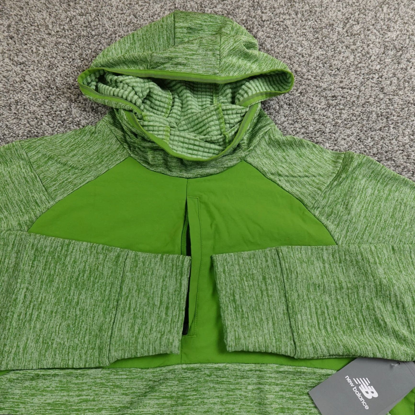 New Balance New Balance Hoodie Mens M Green Waffle Knit Heat Grid Pullover Running Gym Top Size US M / EU 48-50 / 2 - 3 Thumbnail
