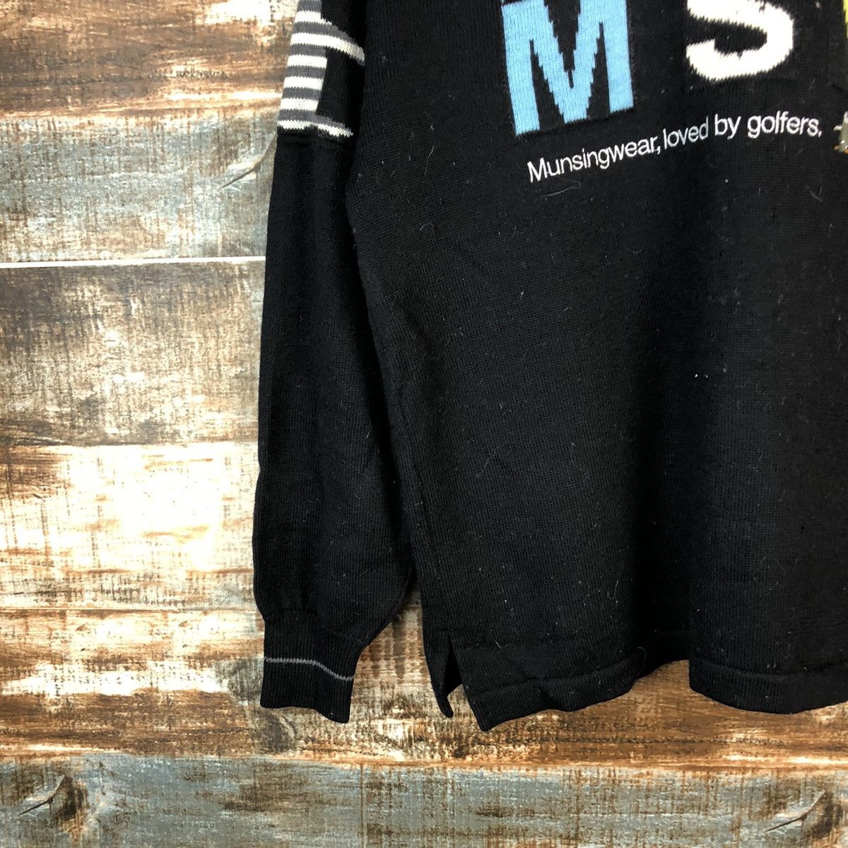 Homespun Knitwear × Japanese Brand × Vintage MSW munsingwear Black Knitwear sweatshirt #A1560 Size US S / EU 44-46 / 1 - 7 Thumbnail